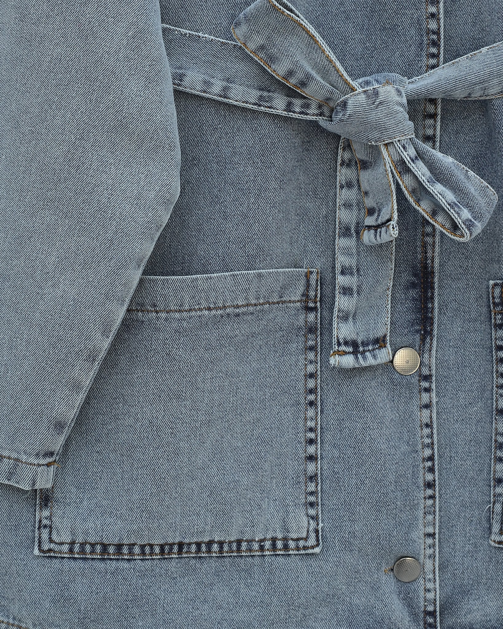 Belted Denim Co-ord Set with Button Front and Pockets - Ice Blue - Podyumplus - by Peralane - photo 5