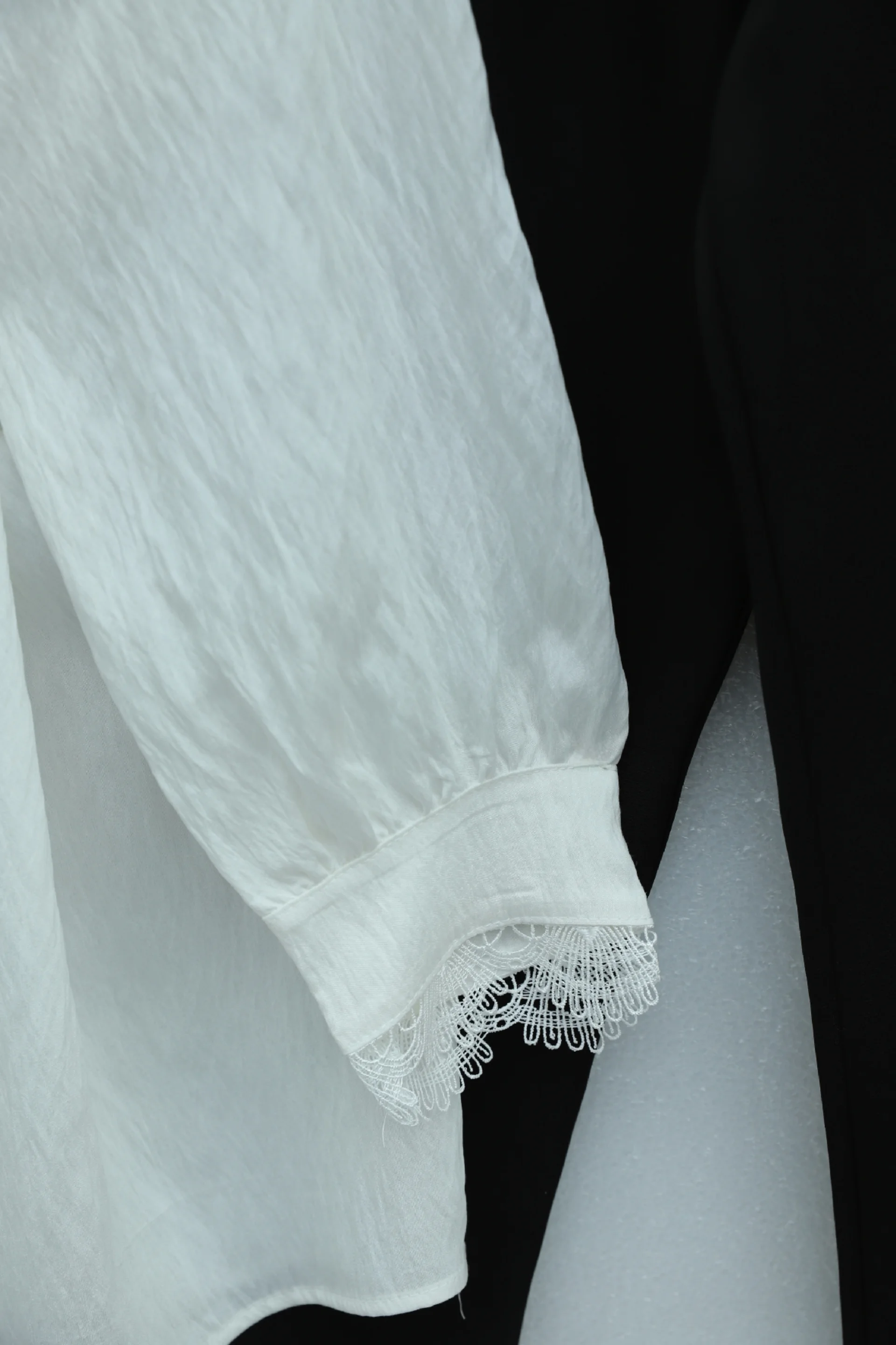 Baby Collar Lace-Trimmed Tie-Waist Modal Tunic - Ecru - Podyumplus - by Peralane - photo 6