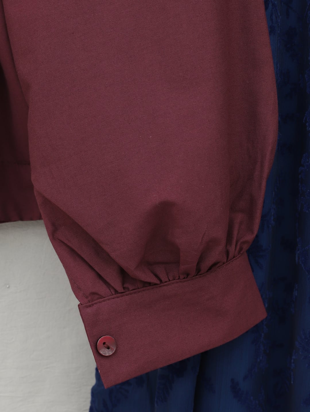 Burgundy Ruffled Shoulder Tie Blouse with Peplum Waist - Podyumplus - by Peralane - photo 6