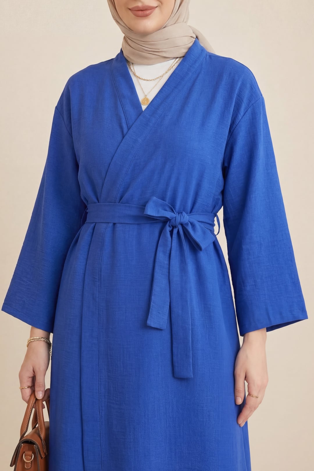 Women's Double-Belted Long Trench Coat in Royal Blue - Podyumplus - by Peralane - photo 3