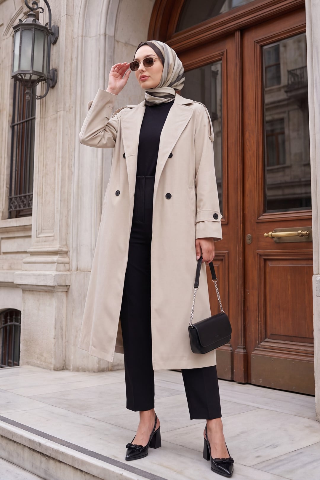 Double-Breasted Long Trench Coat in Light Beige - Bigdart - by Peralane - photo 4