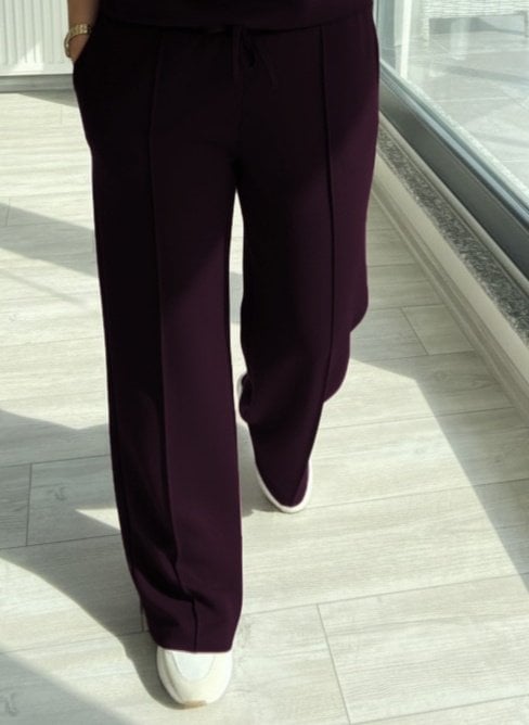 Women's Long-Sleeve Off-Shoulder Modal Blouse and Wide-Leg Trousers Plum Lounge Set - Janes - by Peralane - photo 3