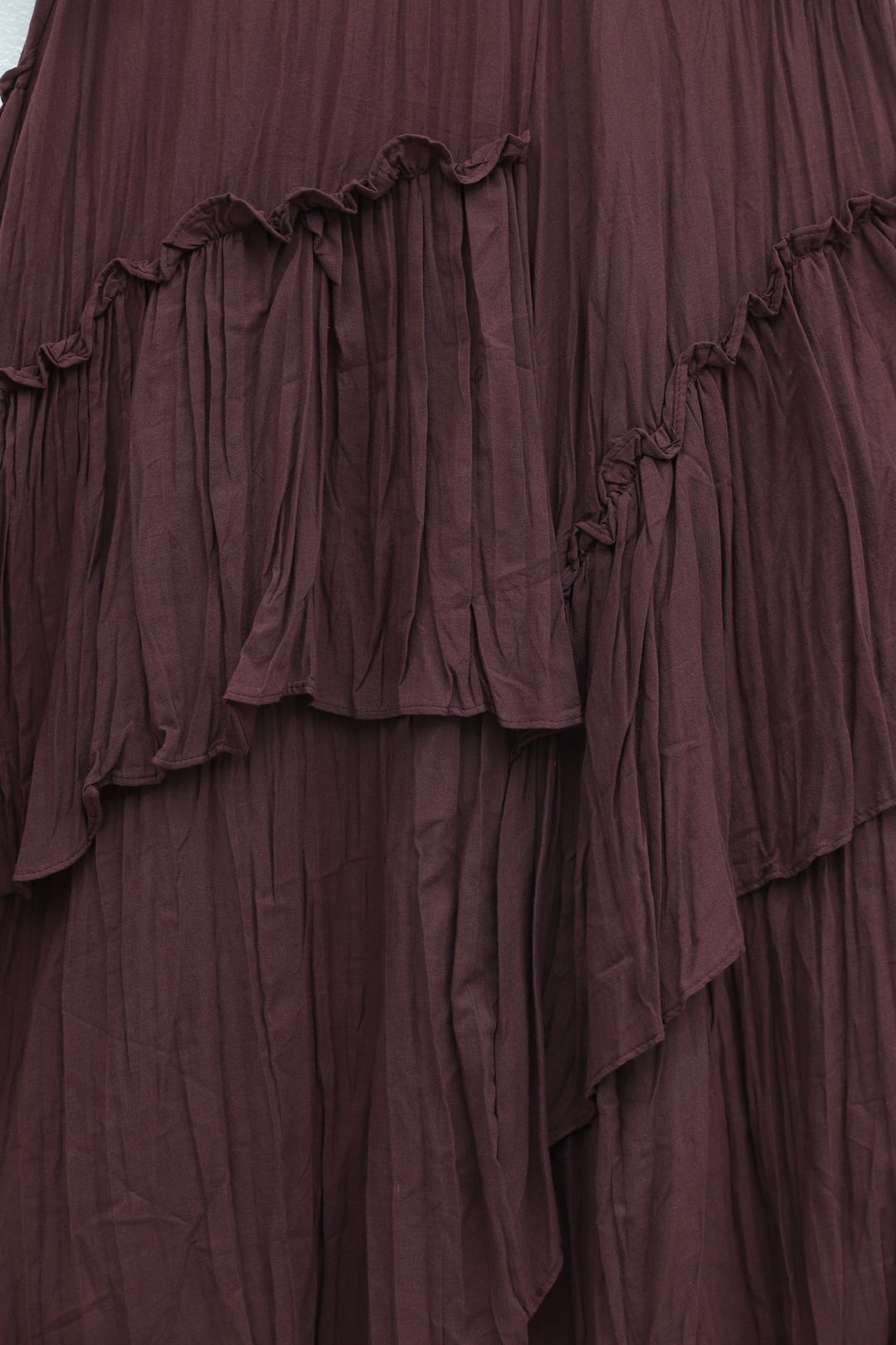 Elastic Waist Tiered Voile Skirt in Dark Brown - Podyumplus - by Peralane - photo 5