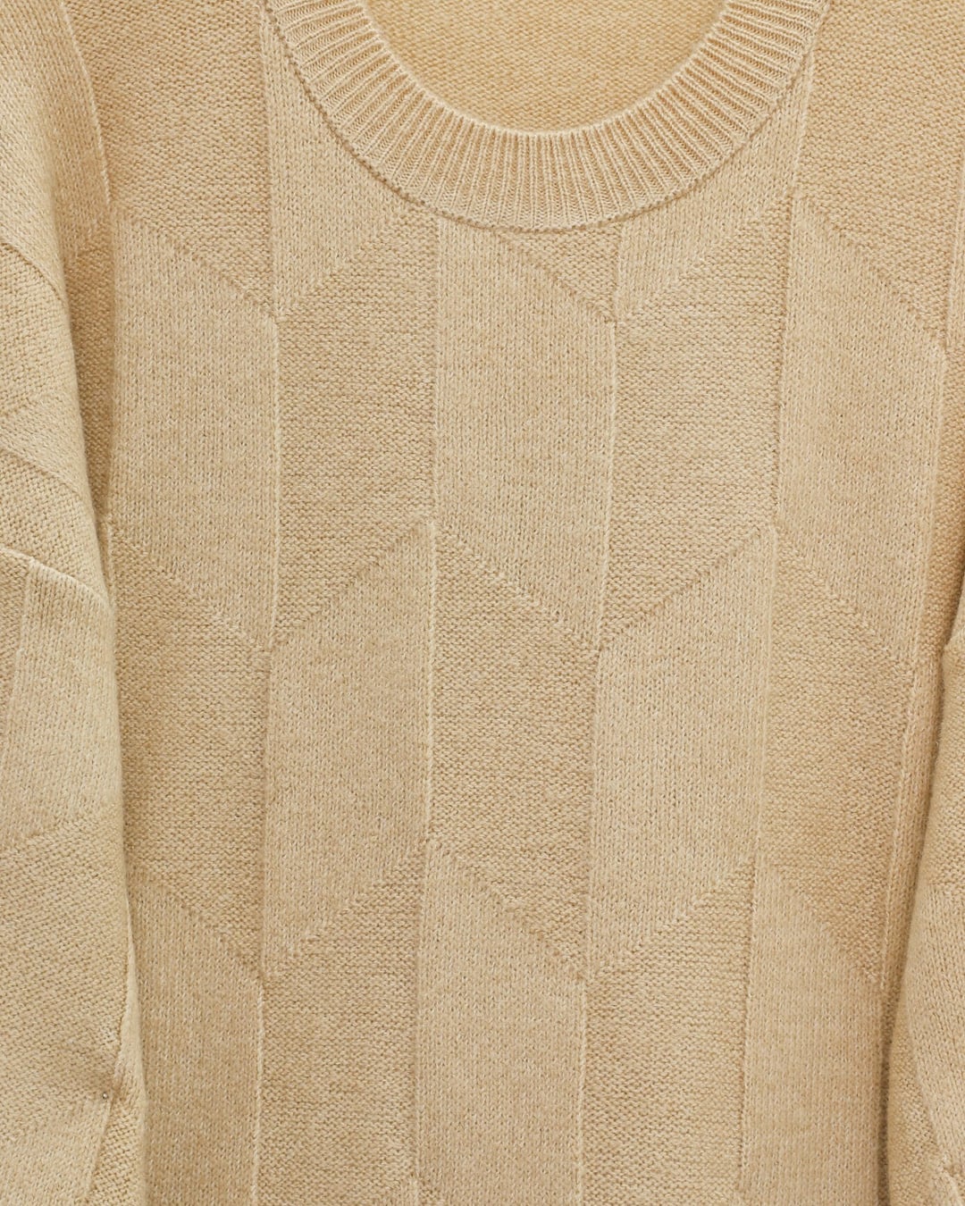 Round Neck Oversized Patterned Knit Tunic - Light Beige - Podyumplus - by Peralane - photo 6