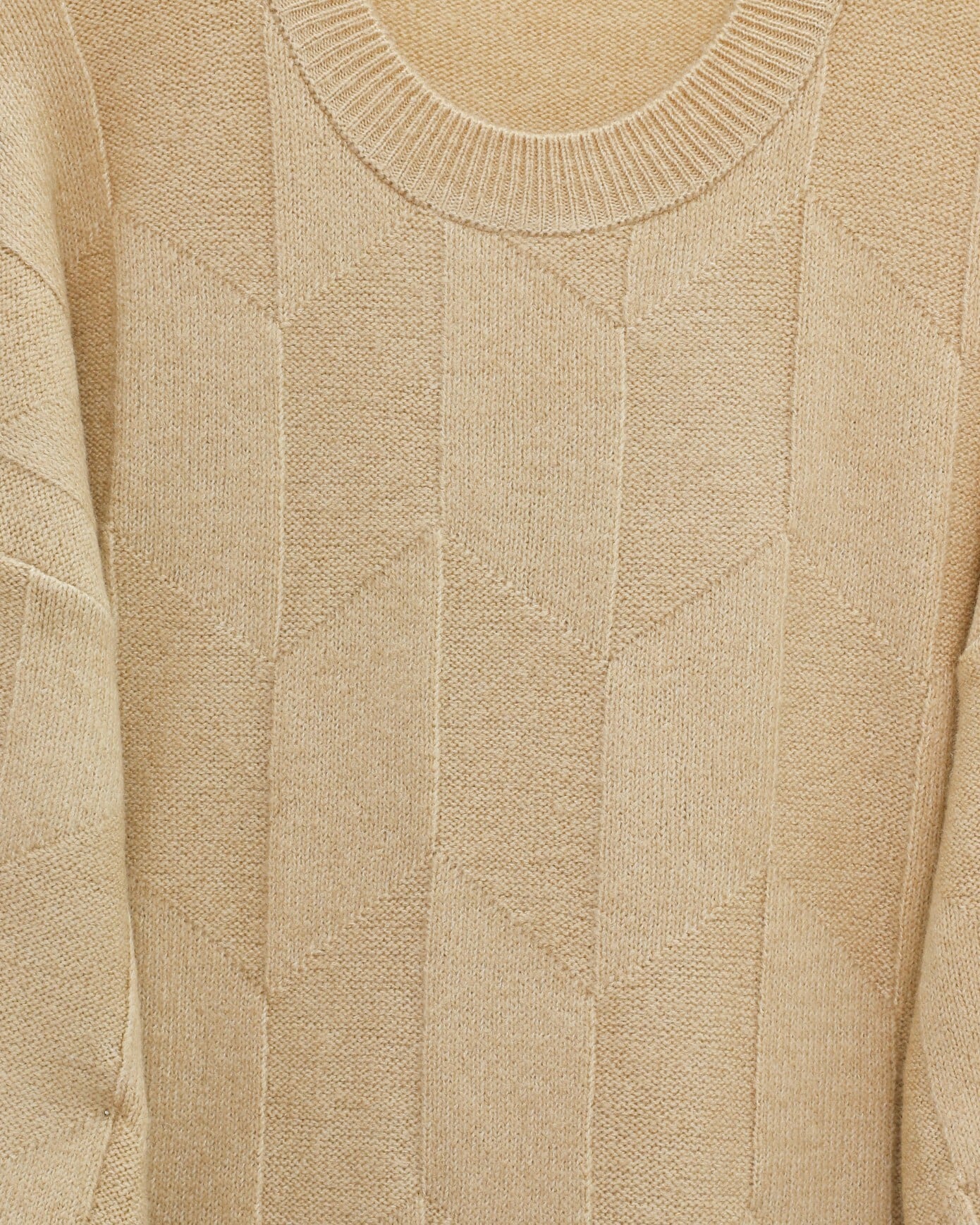 Round Neck Oversized Patterned Knit Tunic - Light Beige - Podyumplus - by Peralane - photo 6