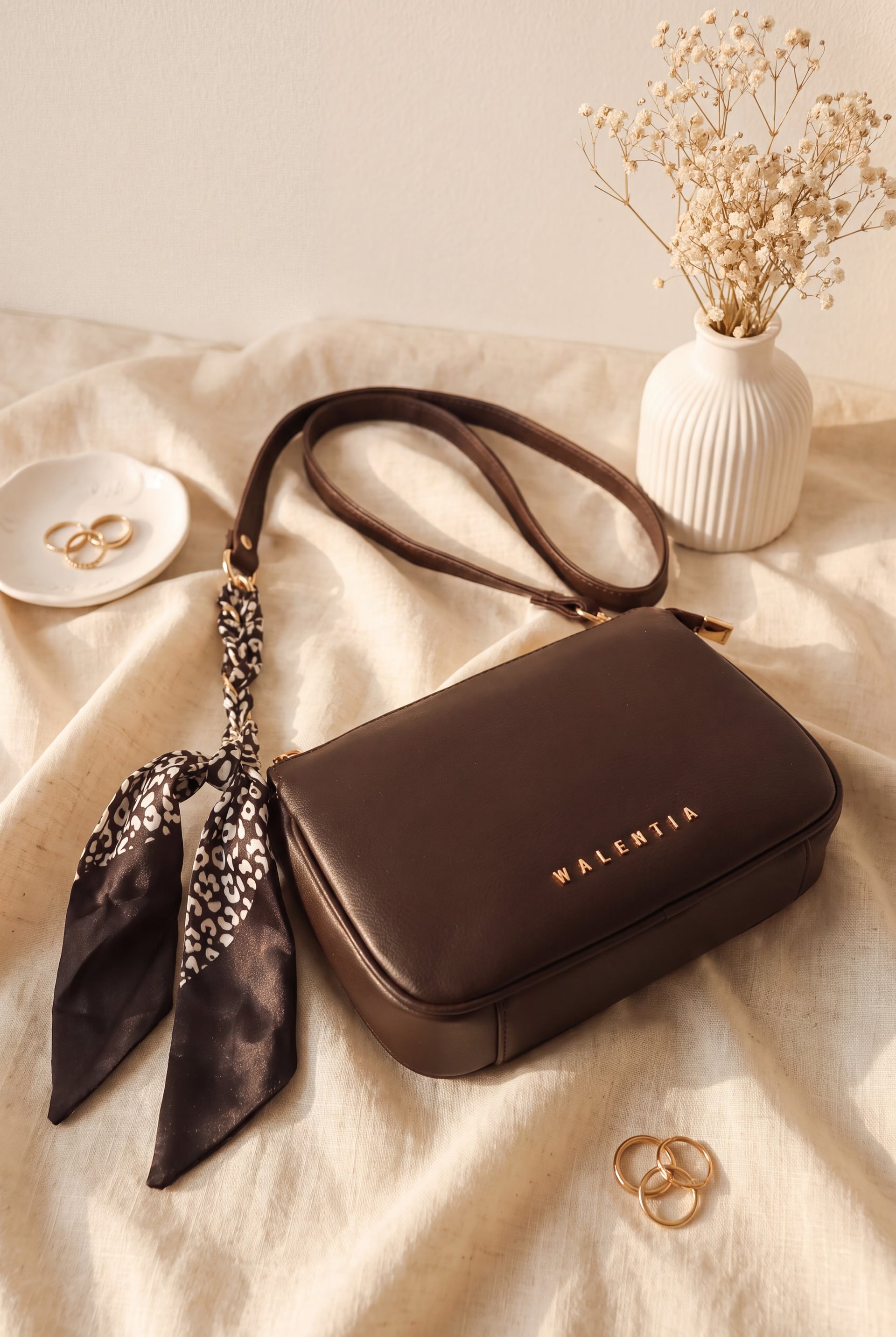 Long Strap Zip Compartment Bag - Brown - Podyumplus - by Peralane