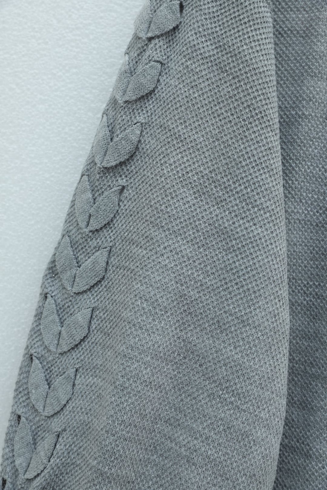 Grey Braided Sleeve Relaxed Knit Cardigan - Podyumplus - by Peralane - photo 7