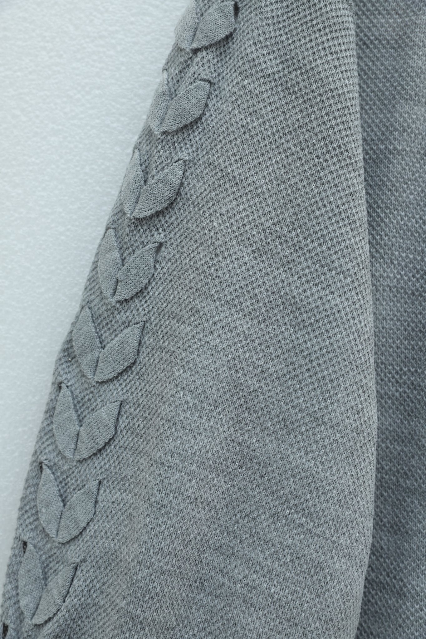 Grey Braided Sleeve Relaxed Knit Cardigan - Podyumplus - by Peralane - photo 7