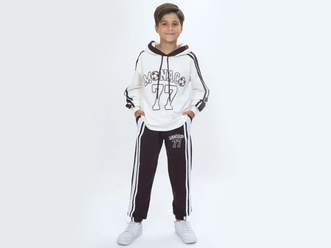 Monaco Print 2-Piece Boys' Set - Brown - Vizviz - by Peralane