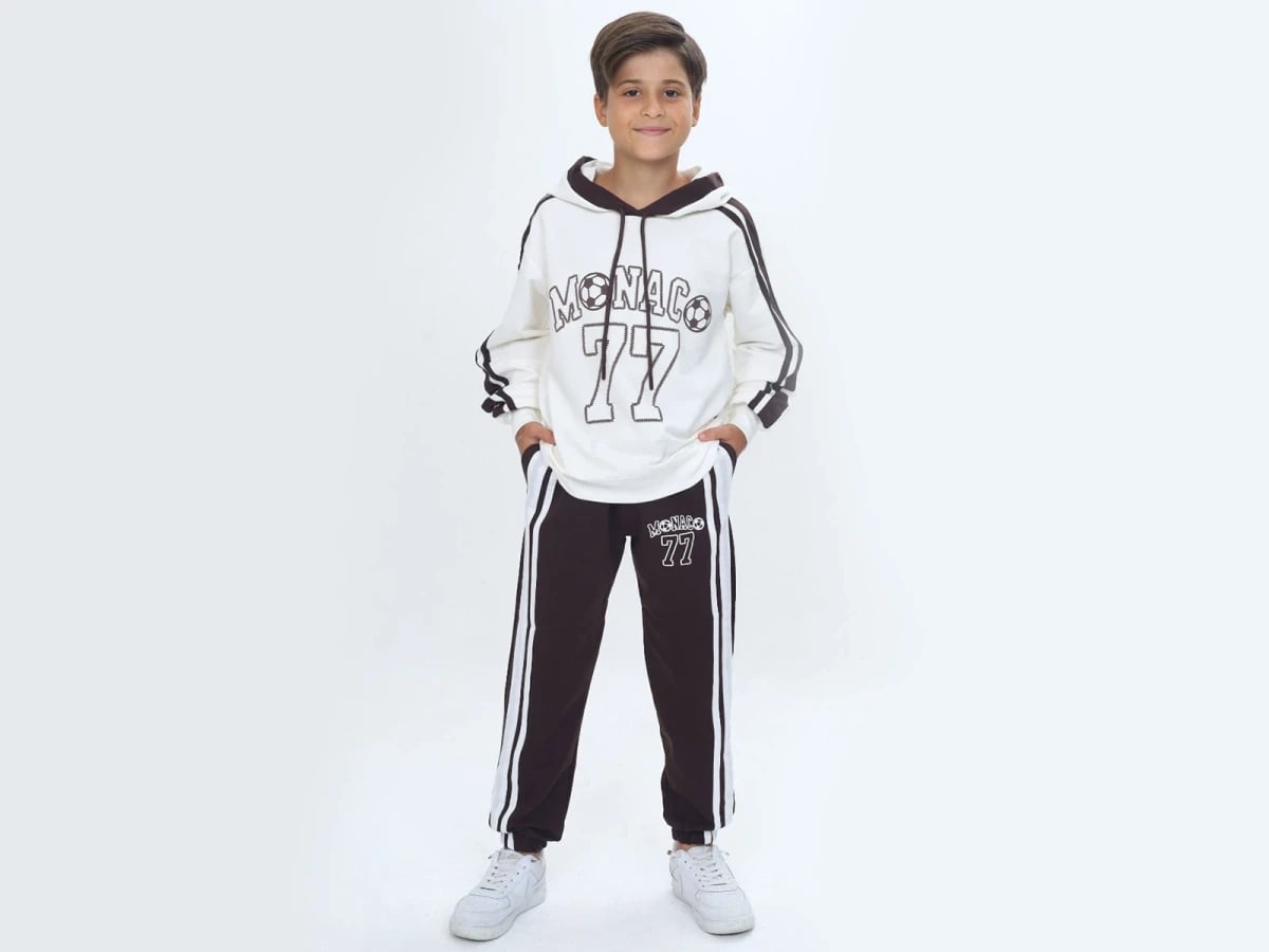 Monaco Print 2-Piece Boys' Set - Brown - Vizviz - by Peralane