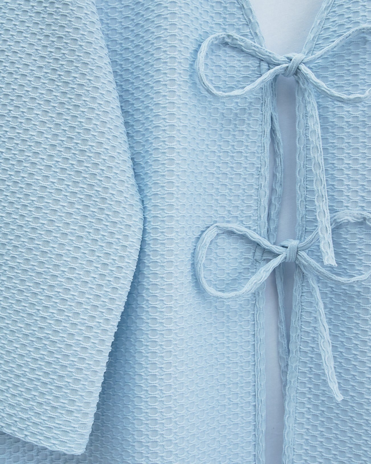 Women's Light Blue Double-Tie Honeycomb Pattern Kimono Cardigan - Podyumplus - by Peralane - photo 9
