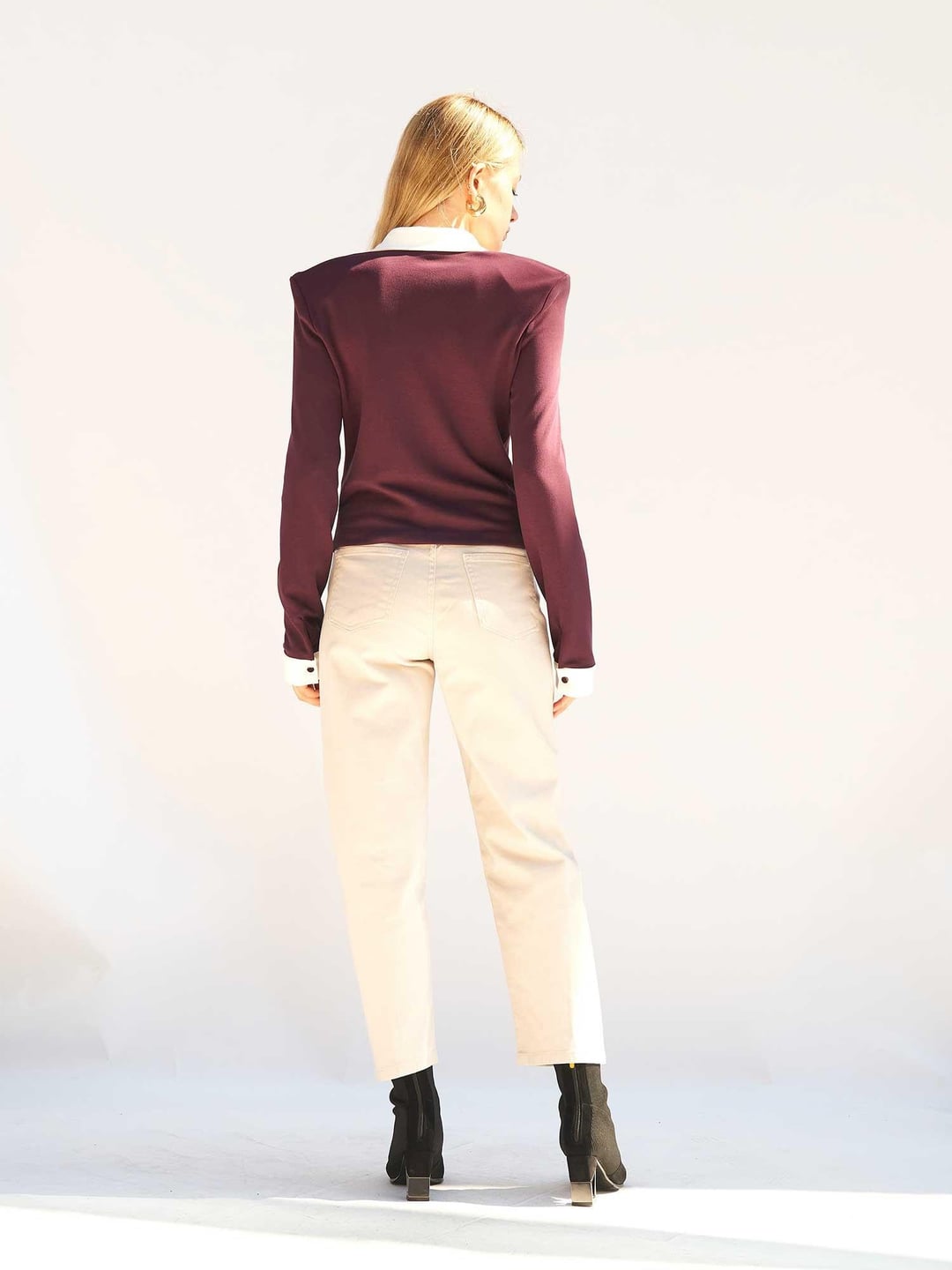 Straight Leg Cotton Gabardine Trousers - Grey - Lefon - by Peralane - photo 3