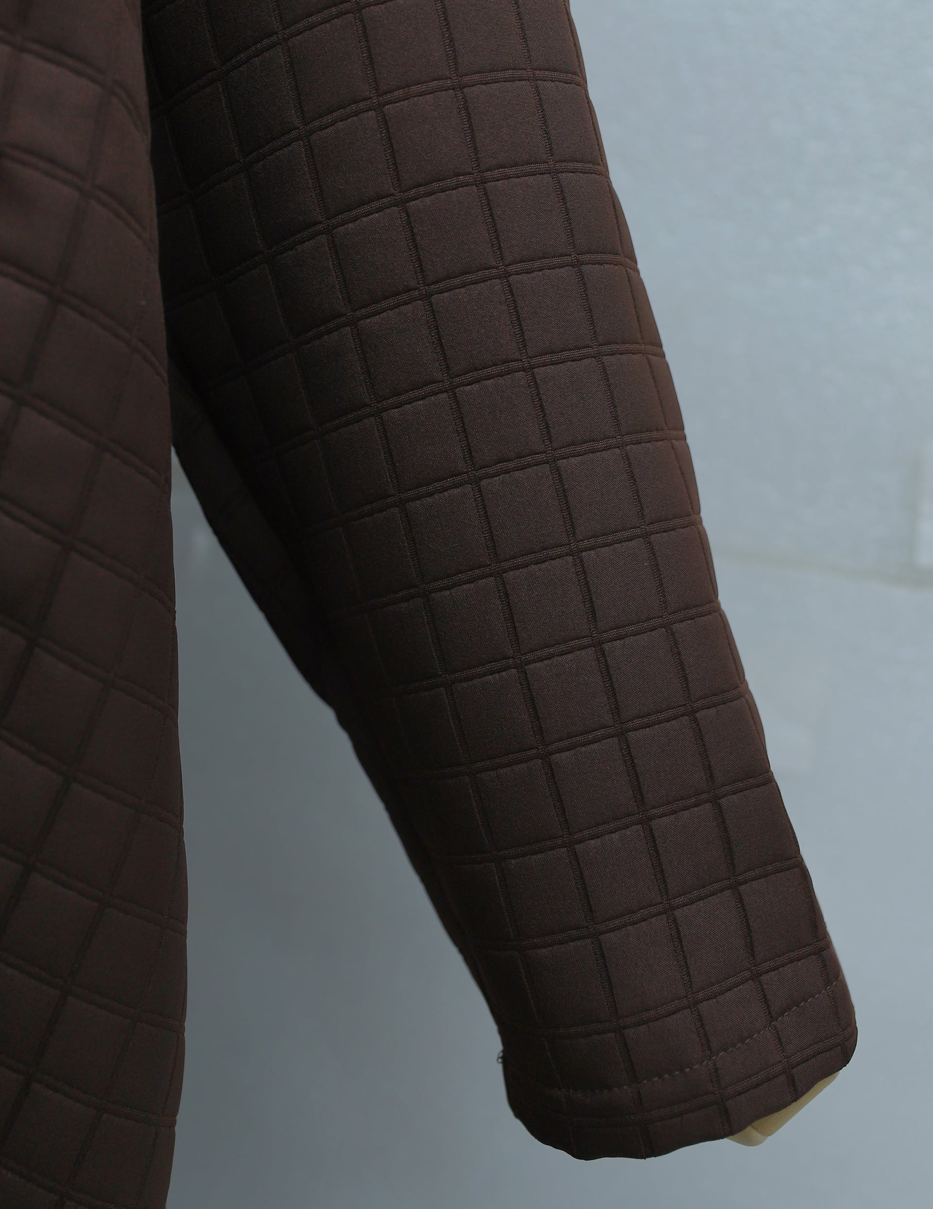 Long Quilted Coat with Chain Detail - Dark Brown - Podyumplus - by Peralane - photo 7