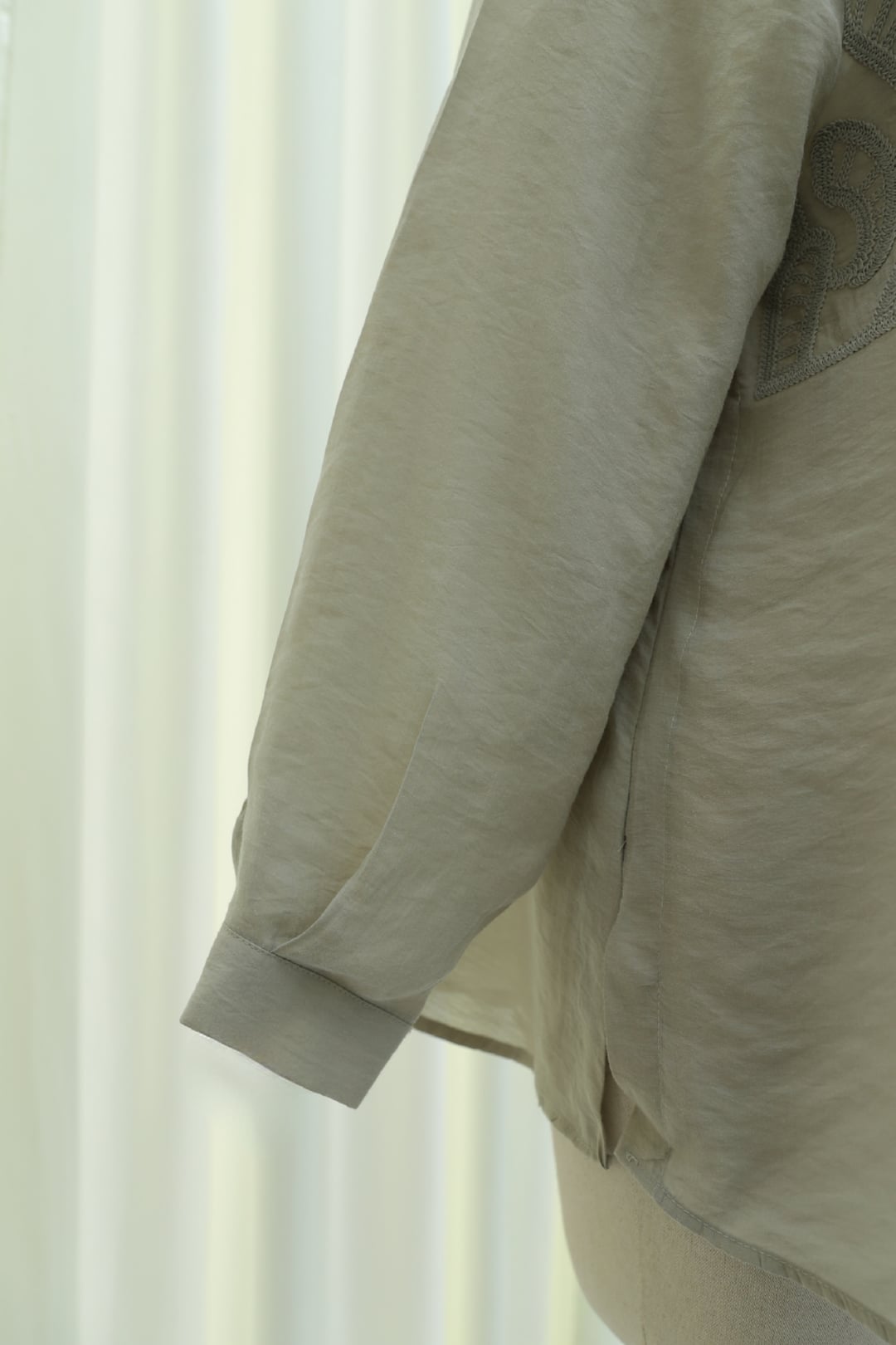 Asymmetric Embroidered Buttoned Tulle Voile Tunic - Grey - Podyumplus - by Peralane - photo 6