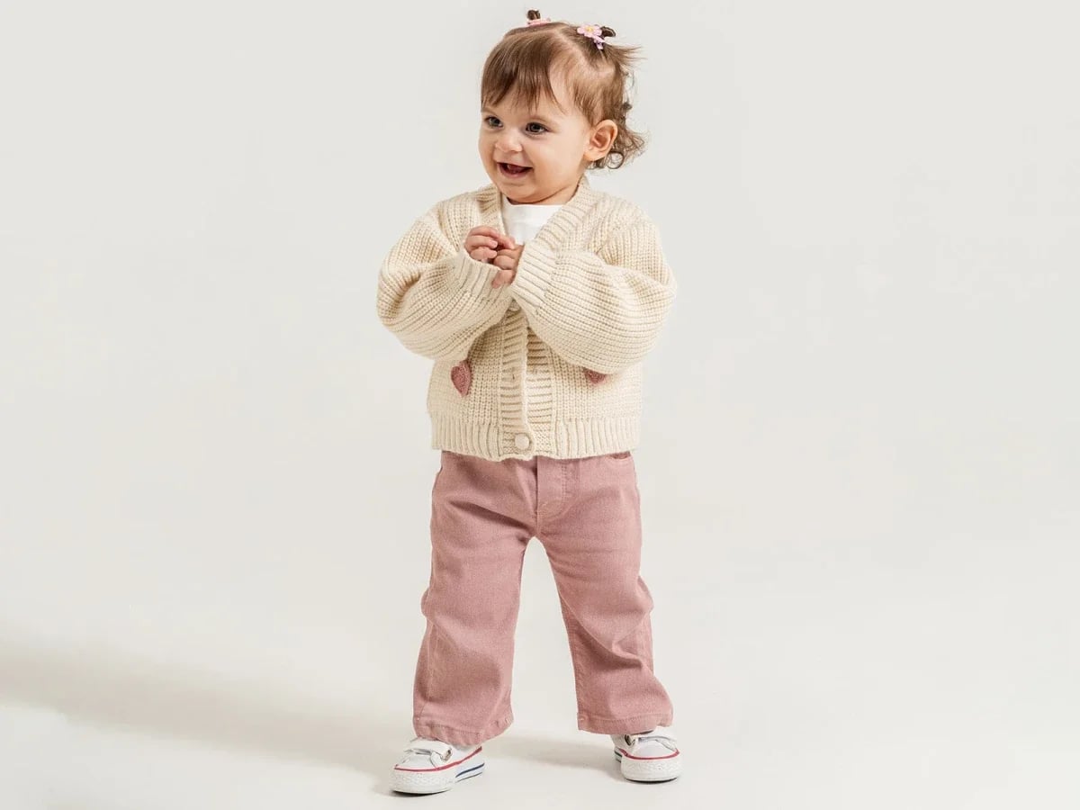 Girls' Knit Cardigan with Heart Applique, 3-Piece Set - Pampal Kids - by Peralane