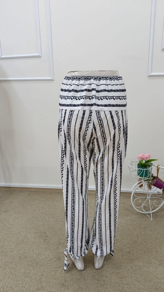 Women's High-Waist Patterned Tie-Ankle Slit Suprem Pantolon - Janes - by Peralane - photo 9