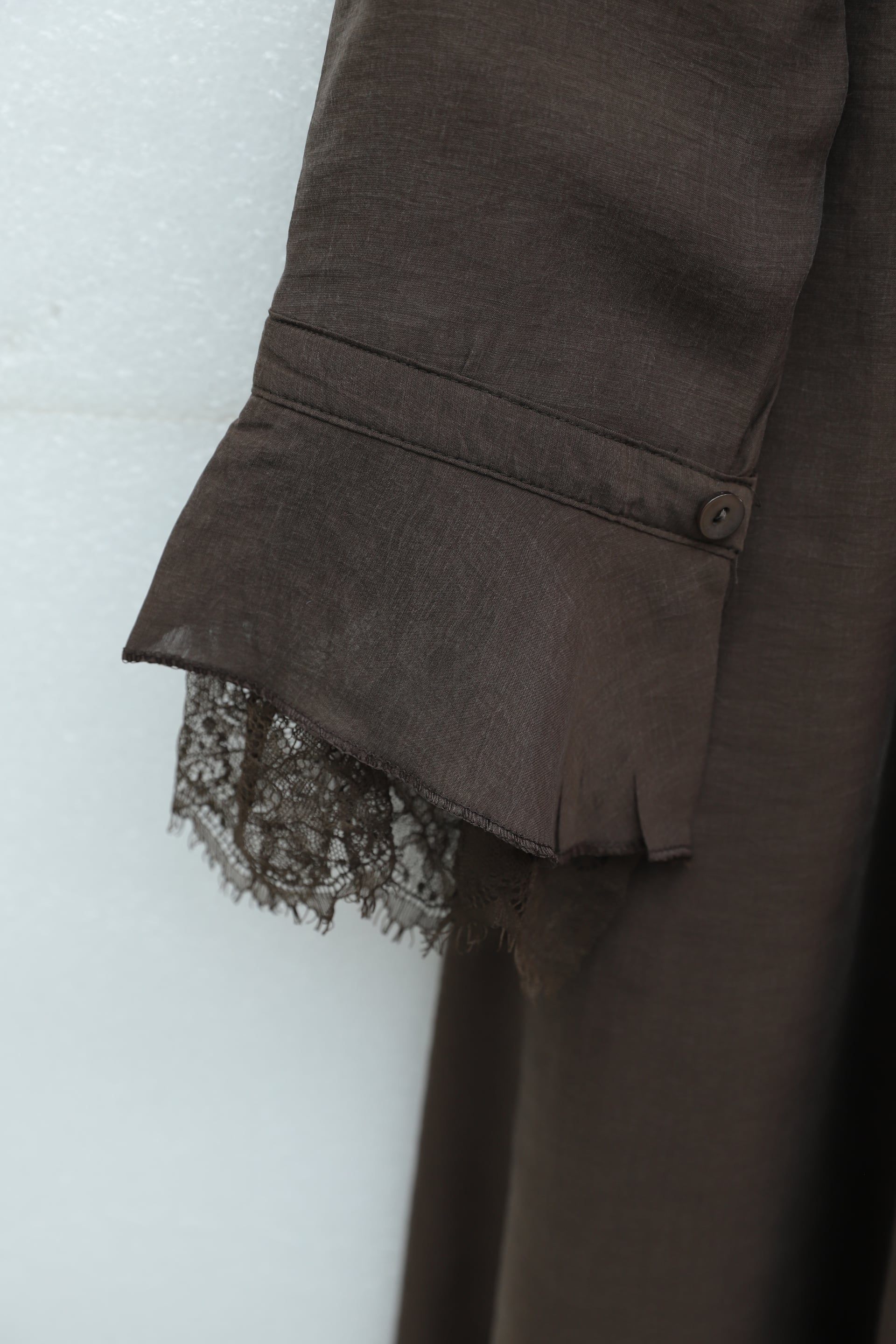 Women's Belted Half-Button Ruffled Cupra Dress - Dark Brown - Podyumplus - by Peralane - photo 4