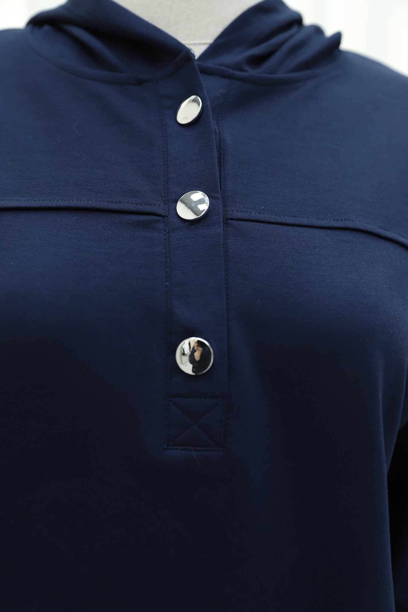 Hooded Half-Button Wide-Leg Trousers Pocket Loungewear Set - Navy Blue - Podyumplus - by Peralane - photo 8