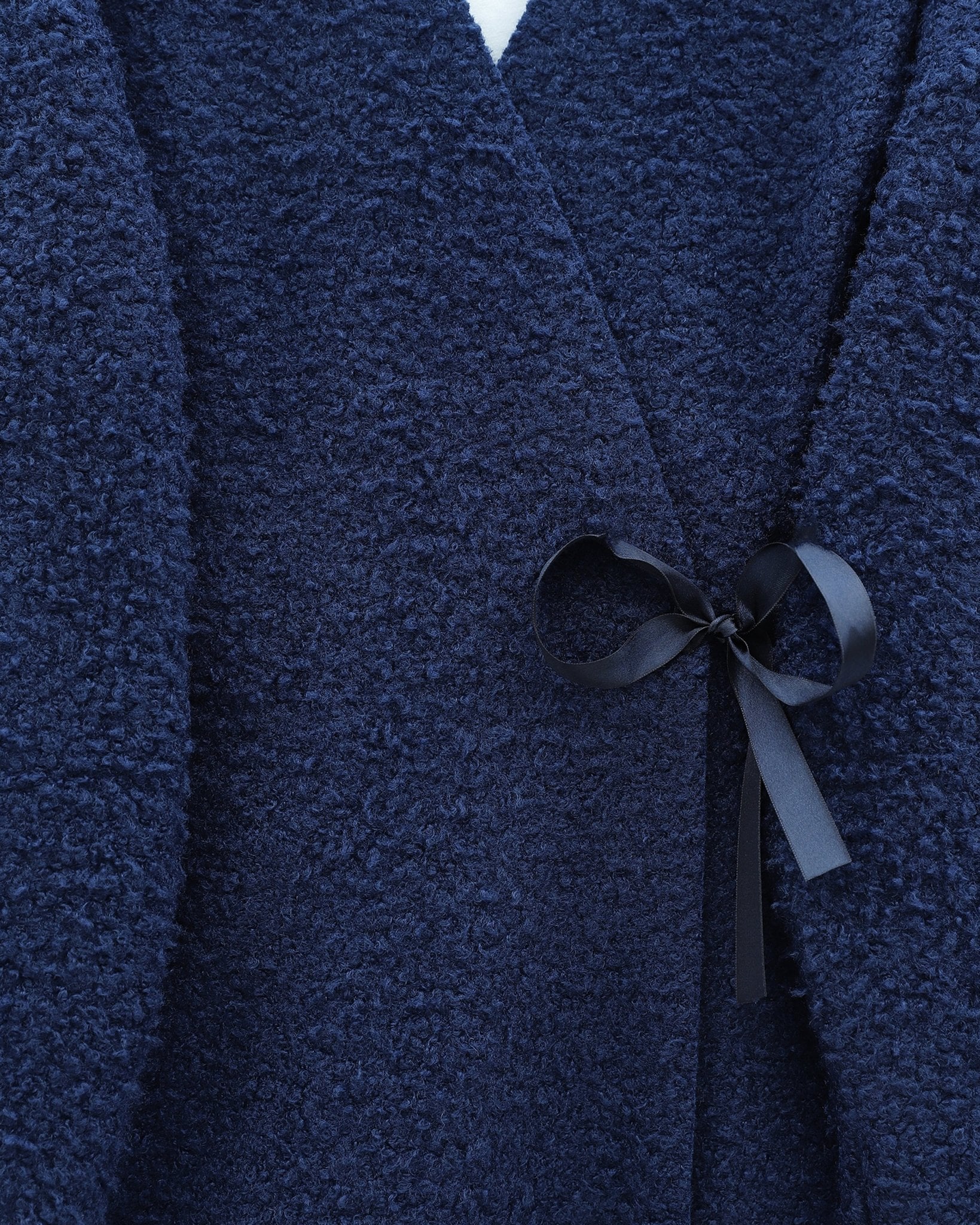 Navy Blue Side-Tie Boucle Kimono Cardigan - Podyumplus - by Peralane - photo 6