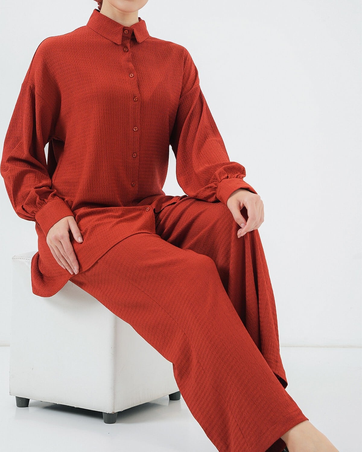 Women's Knit Modest Co-ord Set 6711 - Rust - Bigdart - by Peralane - photo 4