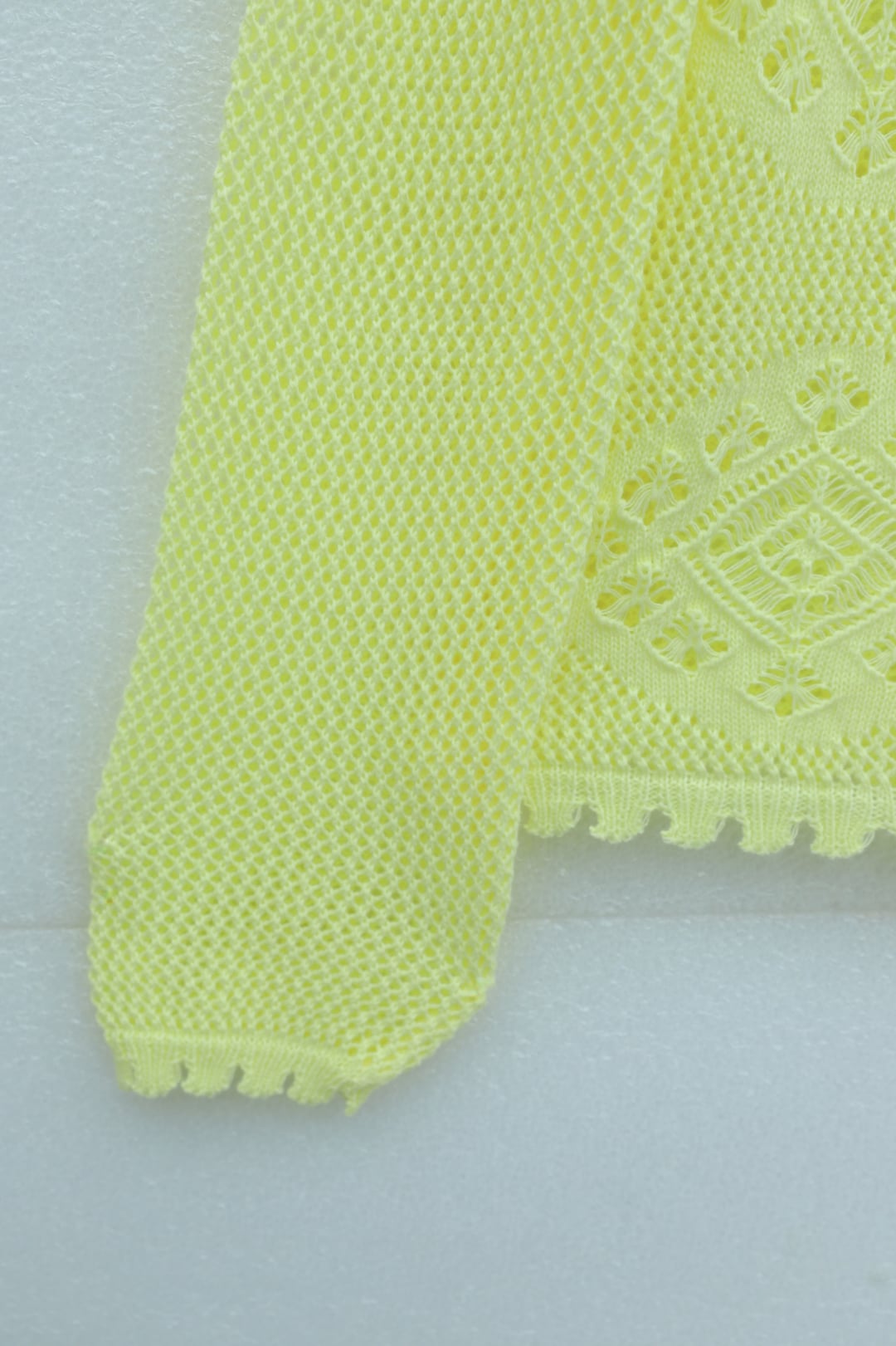 Geometric Patterned Open-Knit Button Cardigan - Yellow - Podyumplus - by Peralane - photo 7