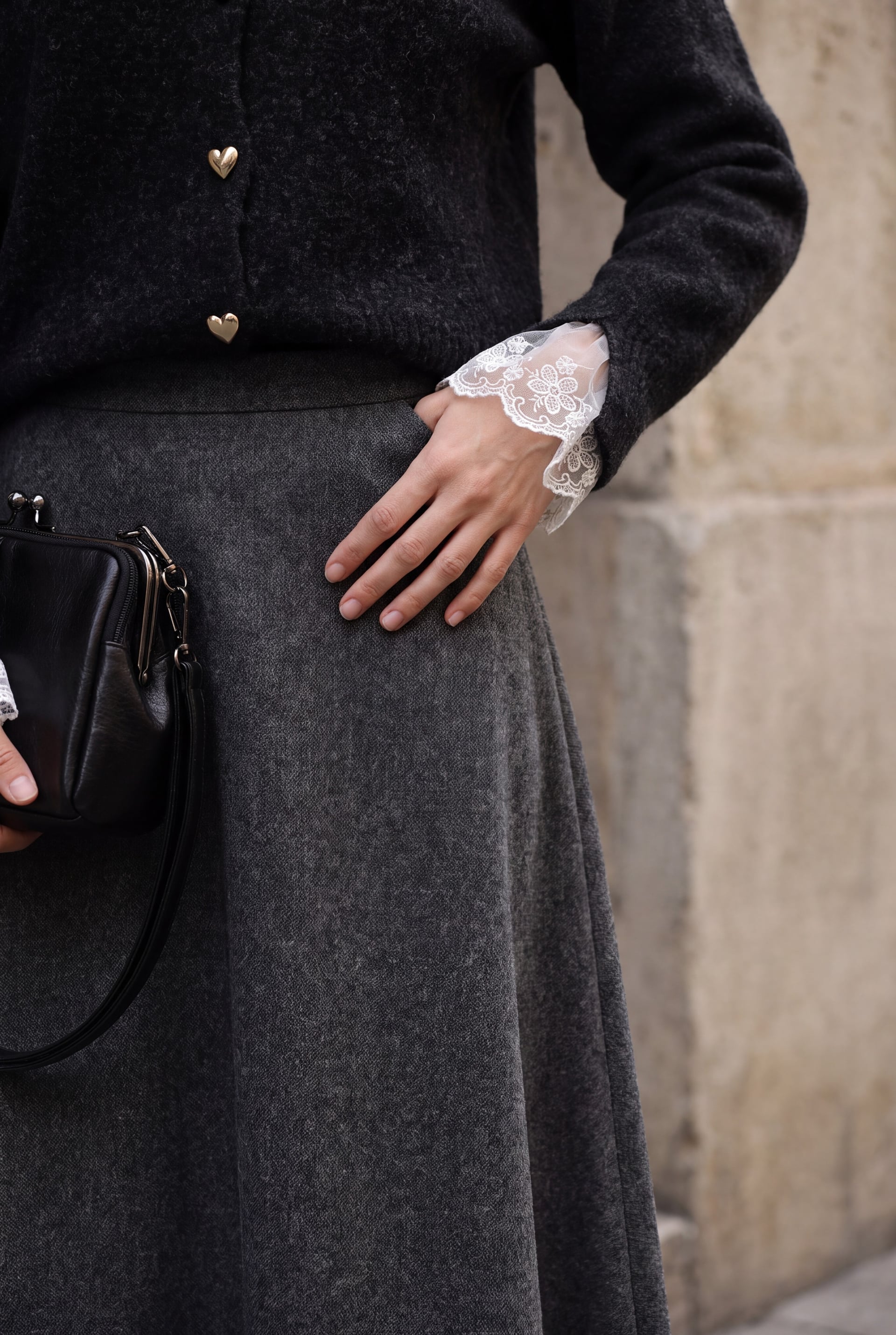 Fular Tie Detail Tulle Accent Cardigan - Anthracite - Podyumplus - by Peralane - photo 6