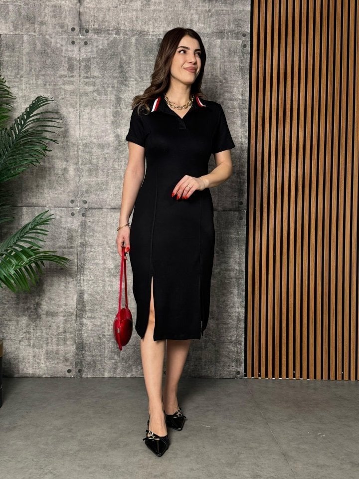 Women's Short-Sleeve Collared Mid Viscose Two-Thread Dress - Janes - by Peralane - photo 2