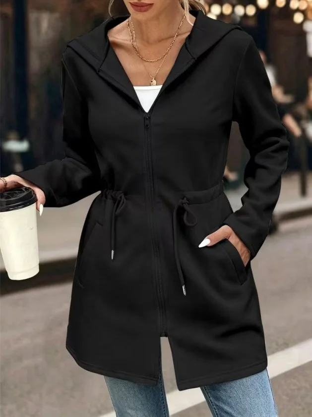 Women's Long Sleeve Hooded Zip-Up Jacket with Pockets - Janes - by Peralane