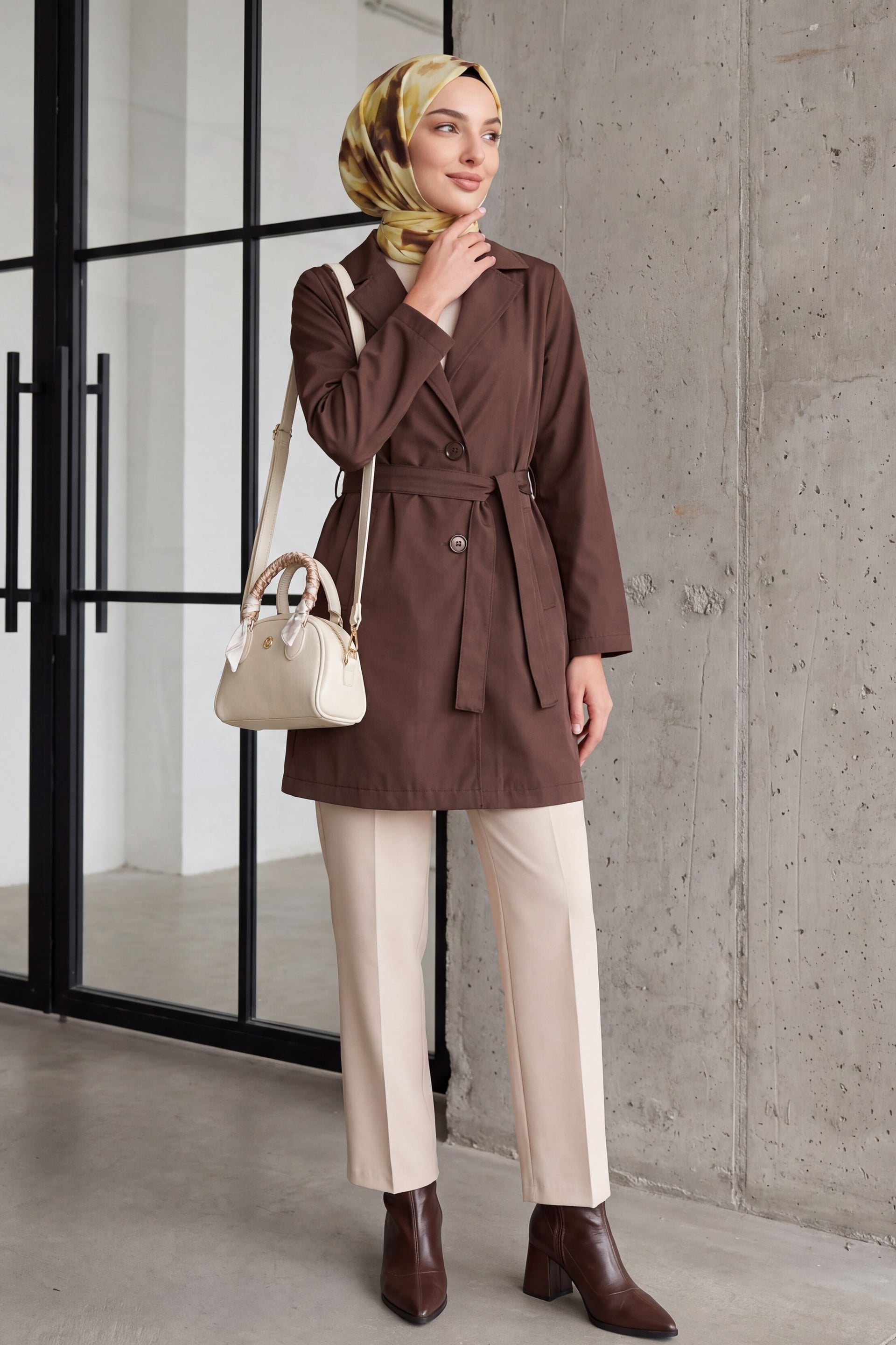 Women's Belted Short Trench Coat 5990 - Brown - Bigdart - by Peralane - photo 3