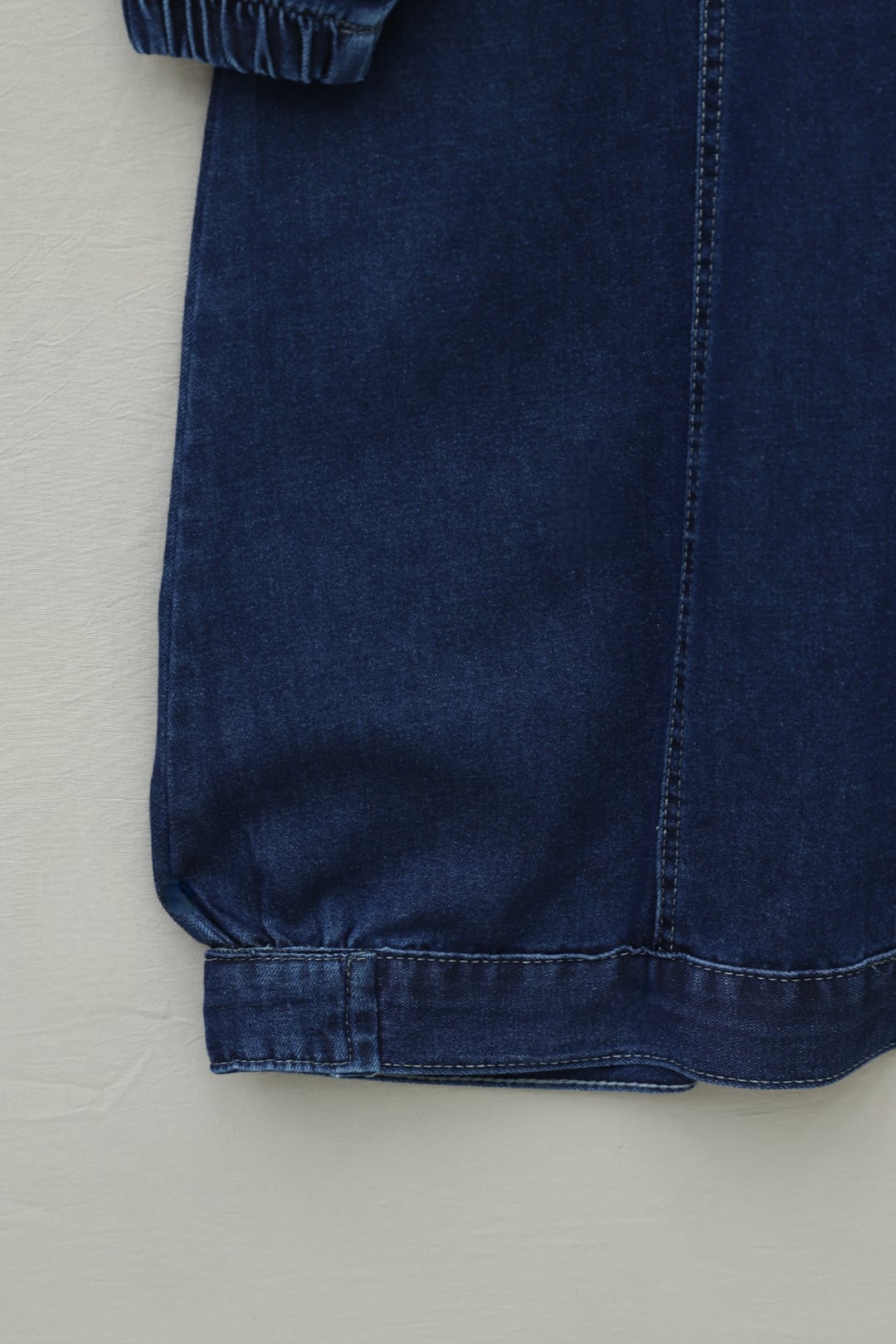 Hooded Zip-Up Denim Jacket with Pockets and Elastic Cuffs - Navy - Podyumplus - by Peralane - photo 8