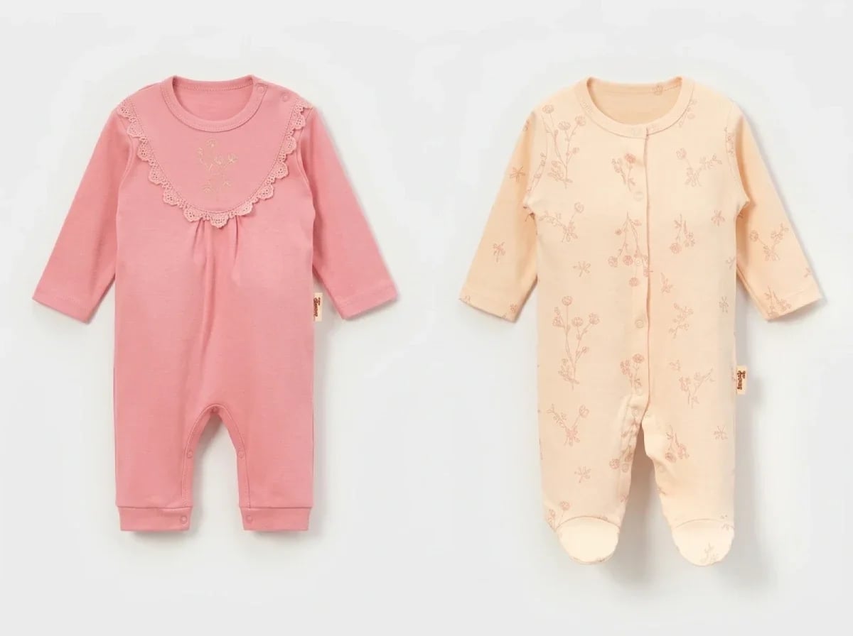 Baby Romper 2-Piece Set with Floral Embroidery and Print - Vovido - by Peralane