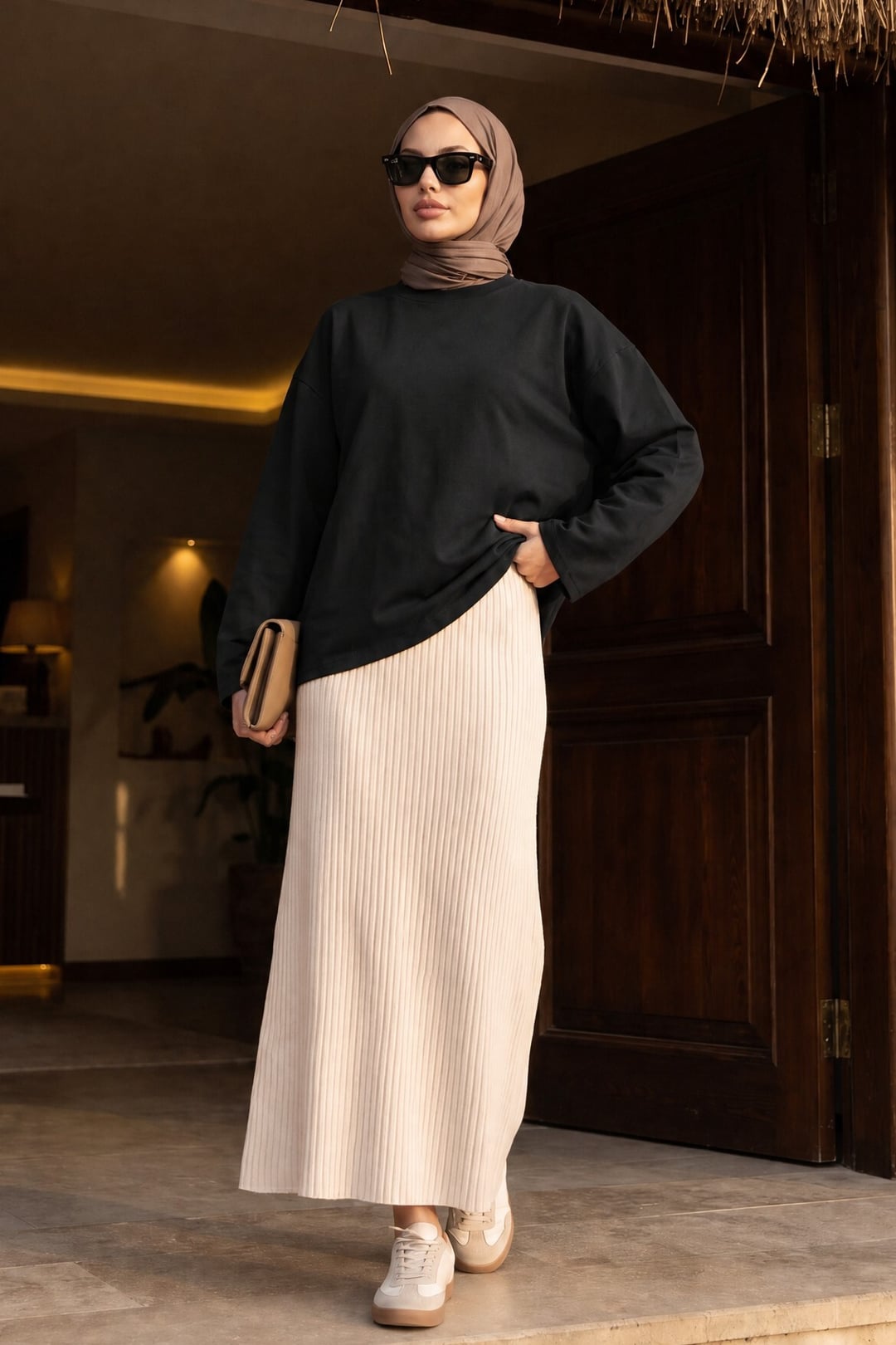 Black Crew Neck Long Sleeve Oversized Sweatshirt - Podyumplus - by Peralane - photo 2