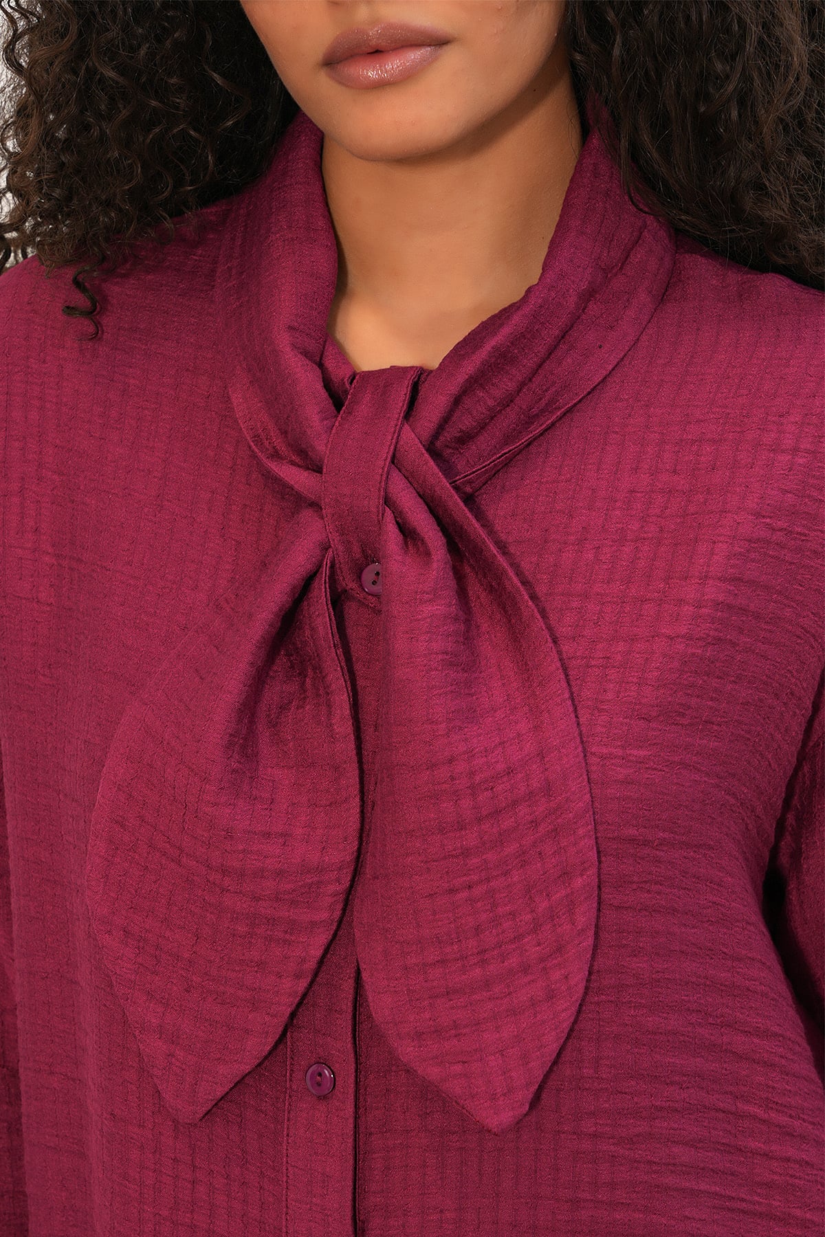 Women's Bow Detail Blouse and Trousers Two-Piece Set in Berry - 30093 - Bigdart - by Peralane - photo 4