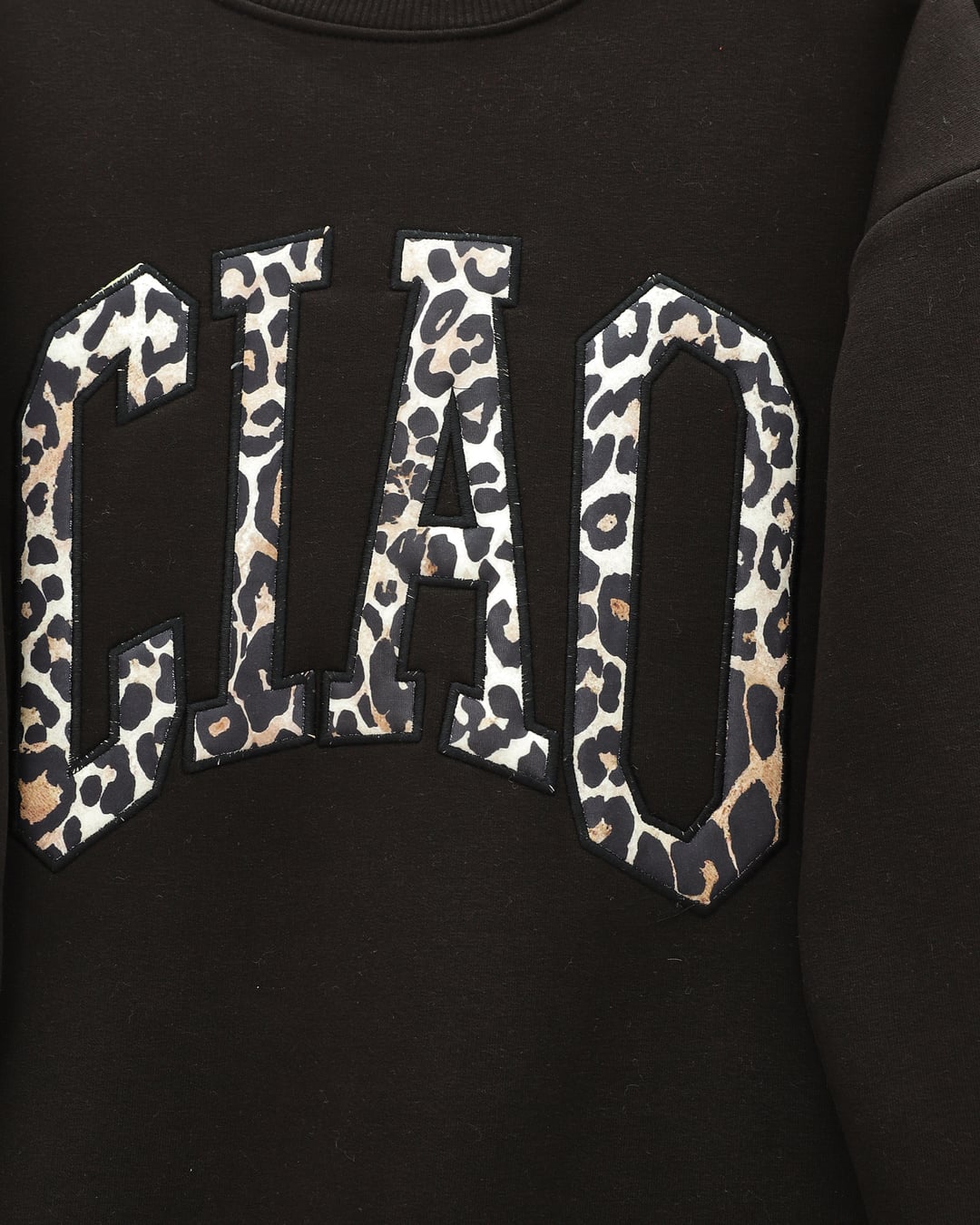Front Print Leopard Detail Three-Thread Sweatshirt and Trousers Set - Dark Brown - Podyumplus - by Peralane - photo 4