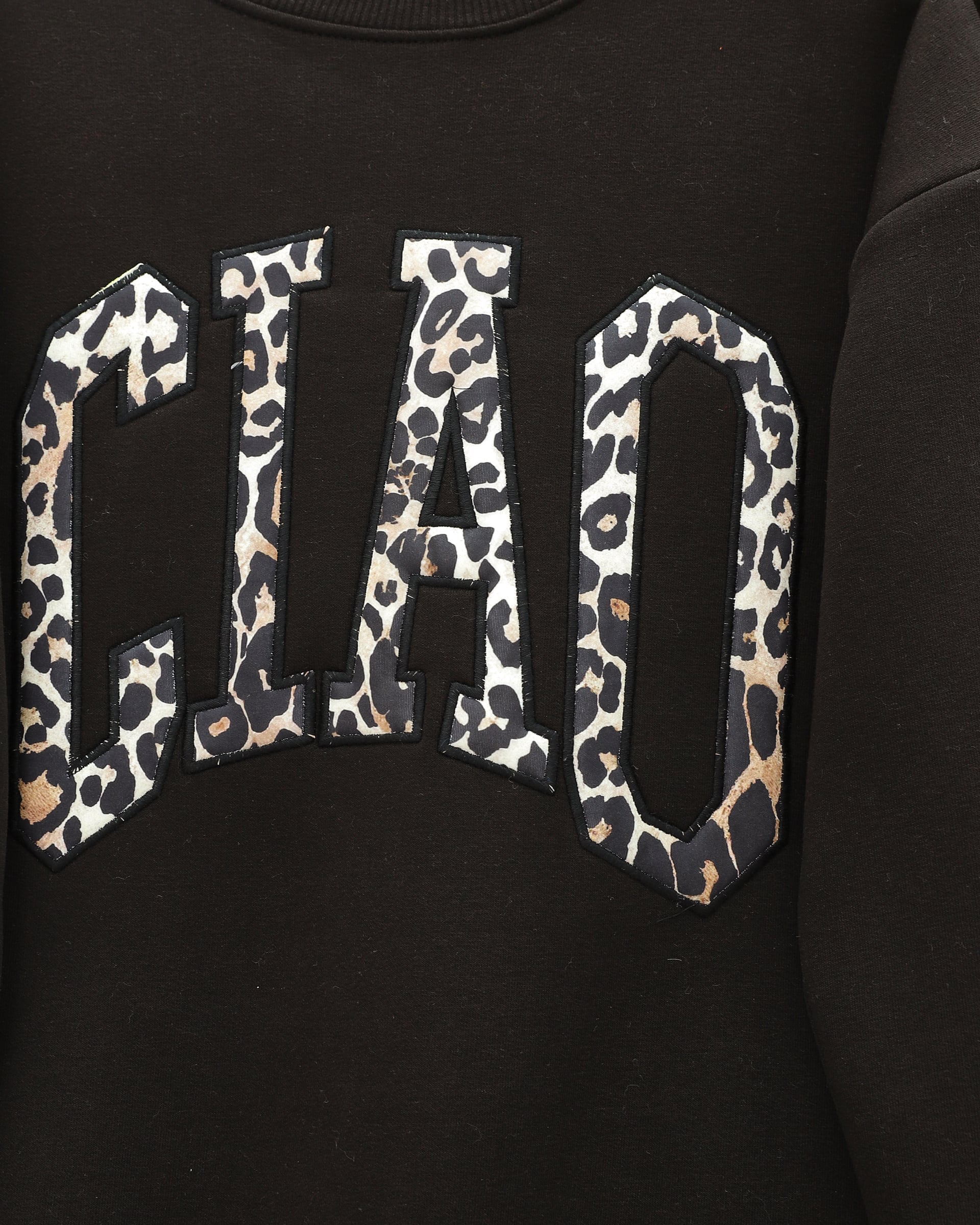 Front Print Leopard Detail Three-Thread Sweatshirt and Trousers Set - Dark Brown - Podyumplus - by Peralane - photo 4