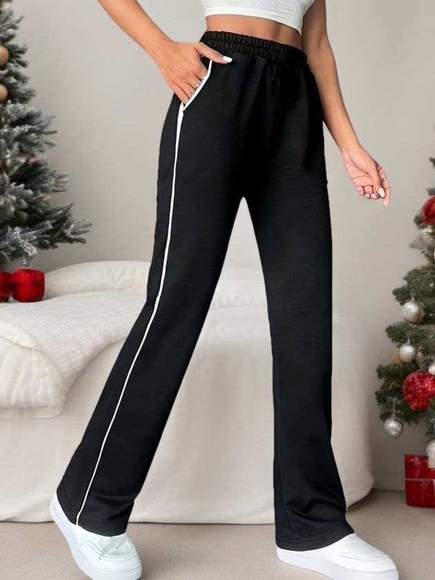 Women's High-Waist Side-Piped Two-Thread Viscose Sweatpants - Janes - by Peralane