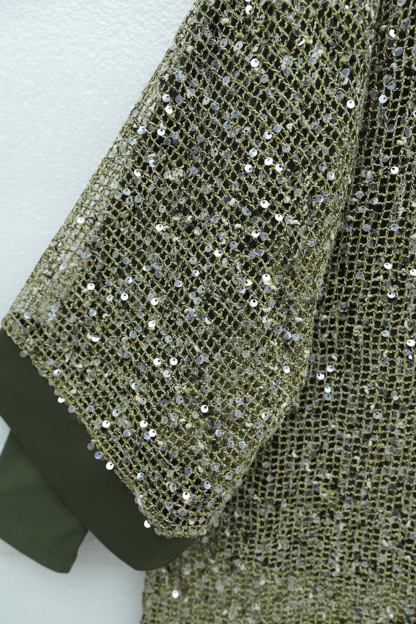 Sequin Mesh Cardigan 3-Piece Co-ord Set - Olive Green - Podyumplus - by Peralane - photo 5