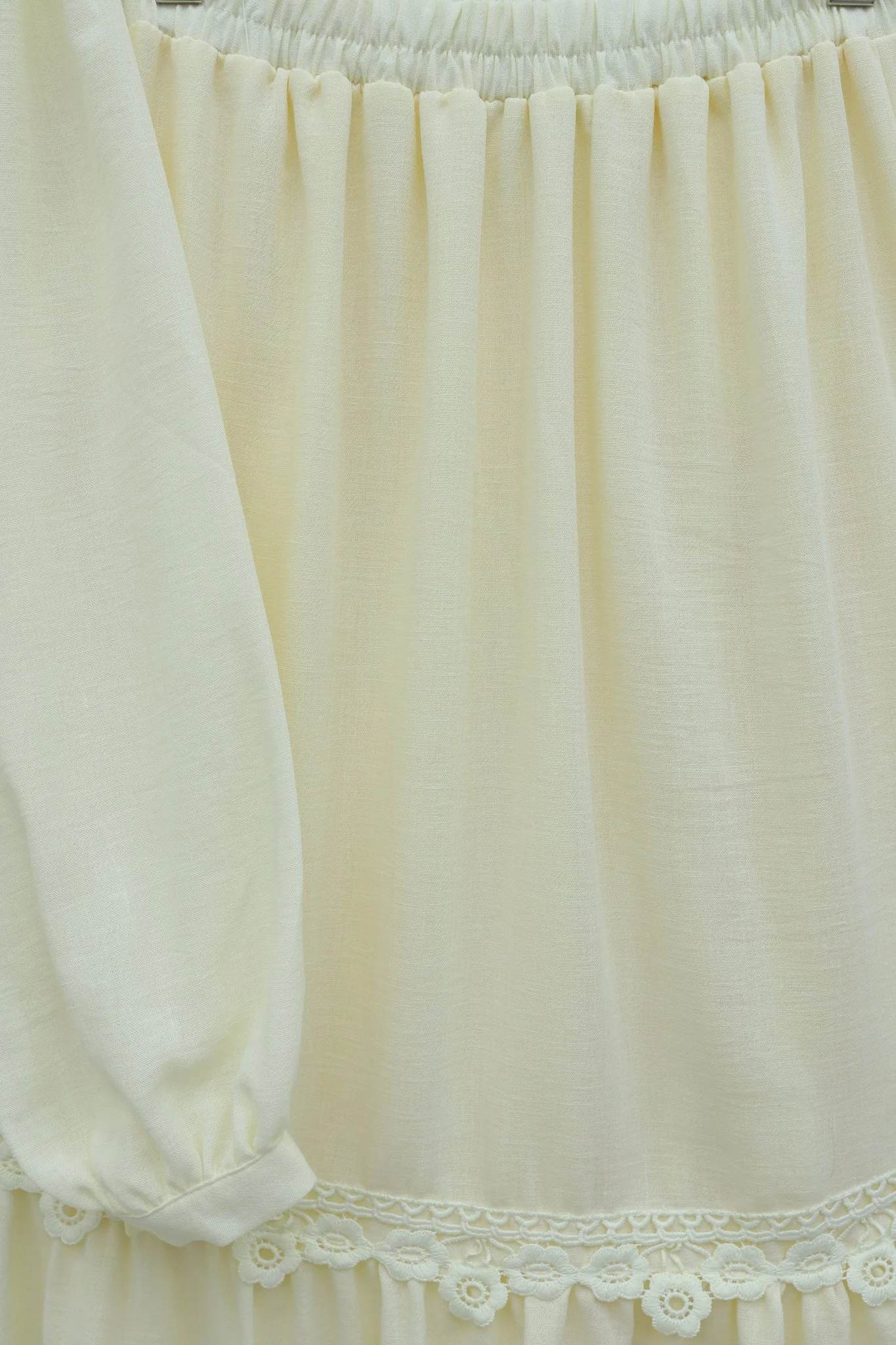 Front Tie Lace Detail Lined Skirt Linen Look Modest Set - Light Yellow - Podyumplus - by Peralane - photo 5
