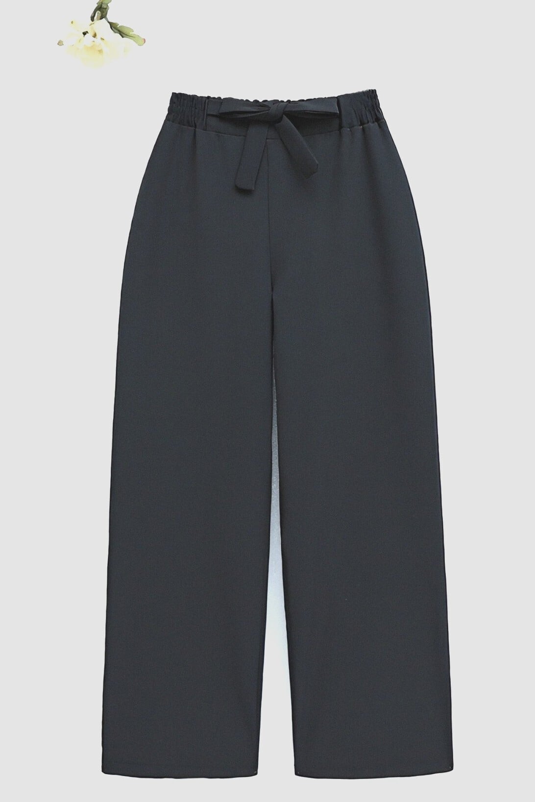 Black Wide-Leg High-Waist Trousers with Self-Tie Belt - Podyumplus - by Peralane - photo 7