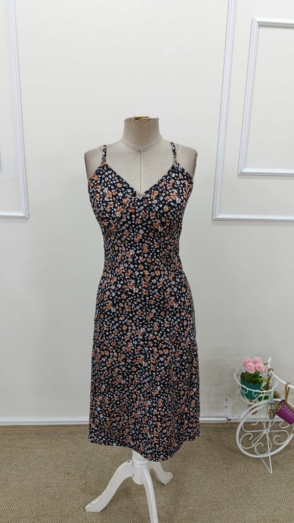 Women's Spaghetti Strap V-Neck Floral Slit Suprem Dress - Janes - by Peralane - photo 6