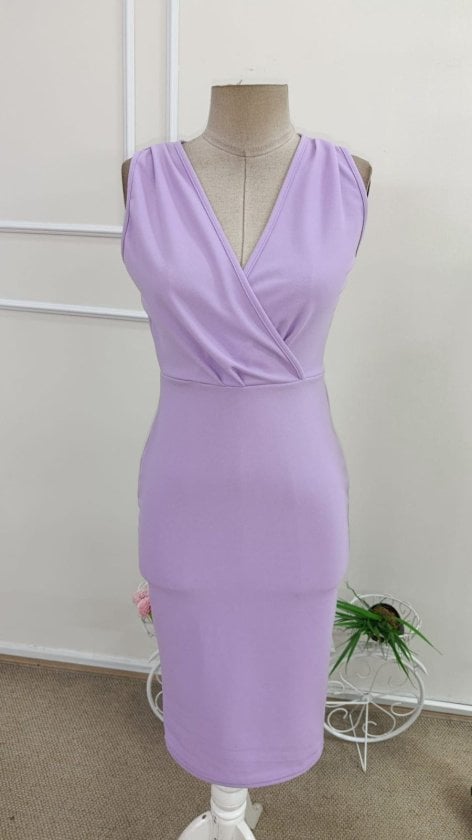 Women's Sleeveless Wrap Midi Dress in Lavender - Janes - by Peralane - photo 4