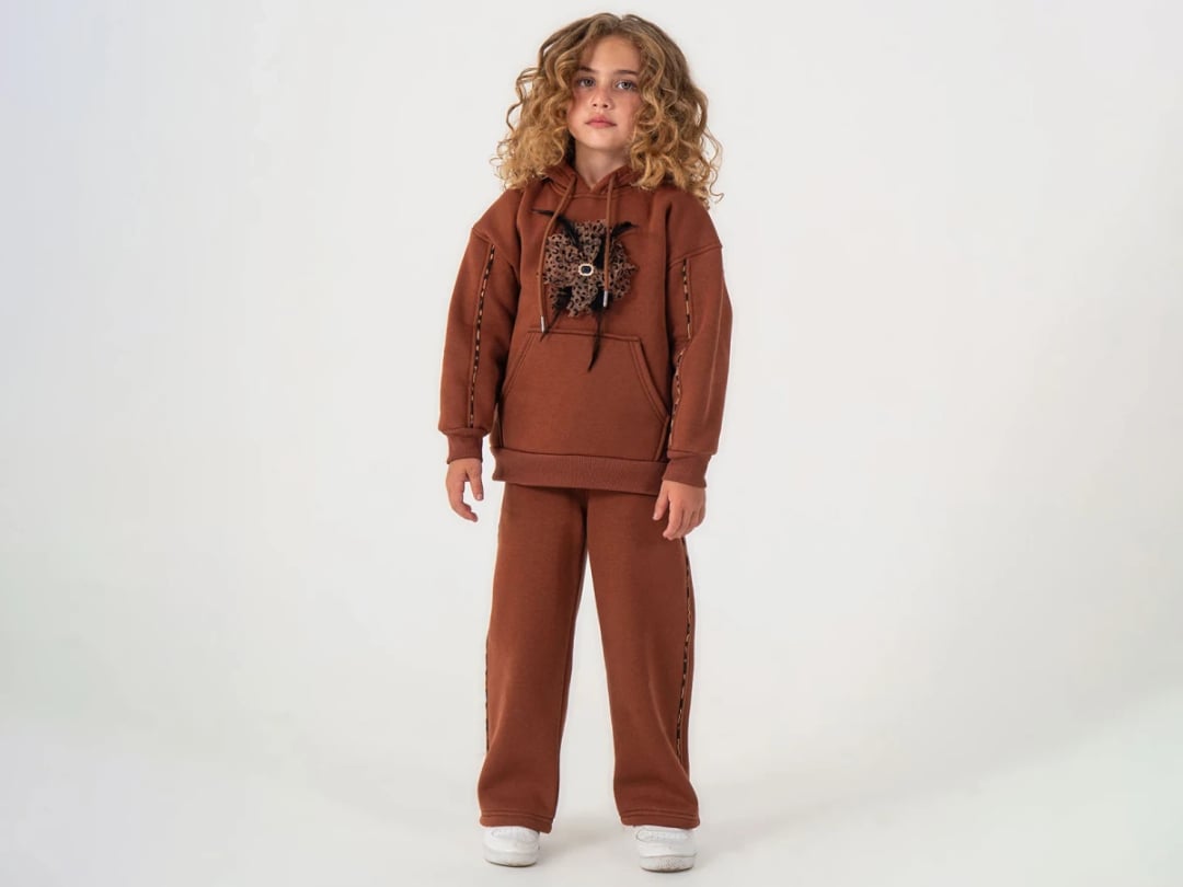 Leopard Print Hooded Tracksuit Set for Girls - Lumii - by Peralane