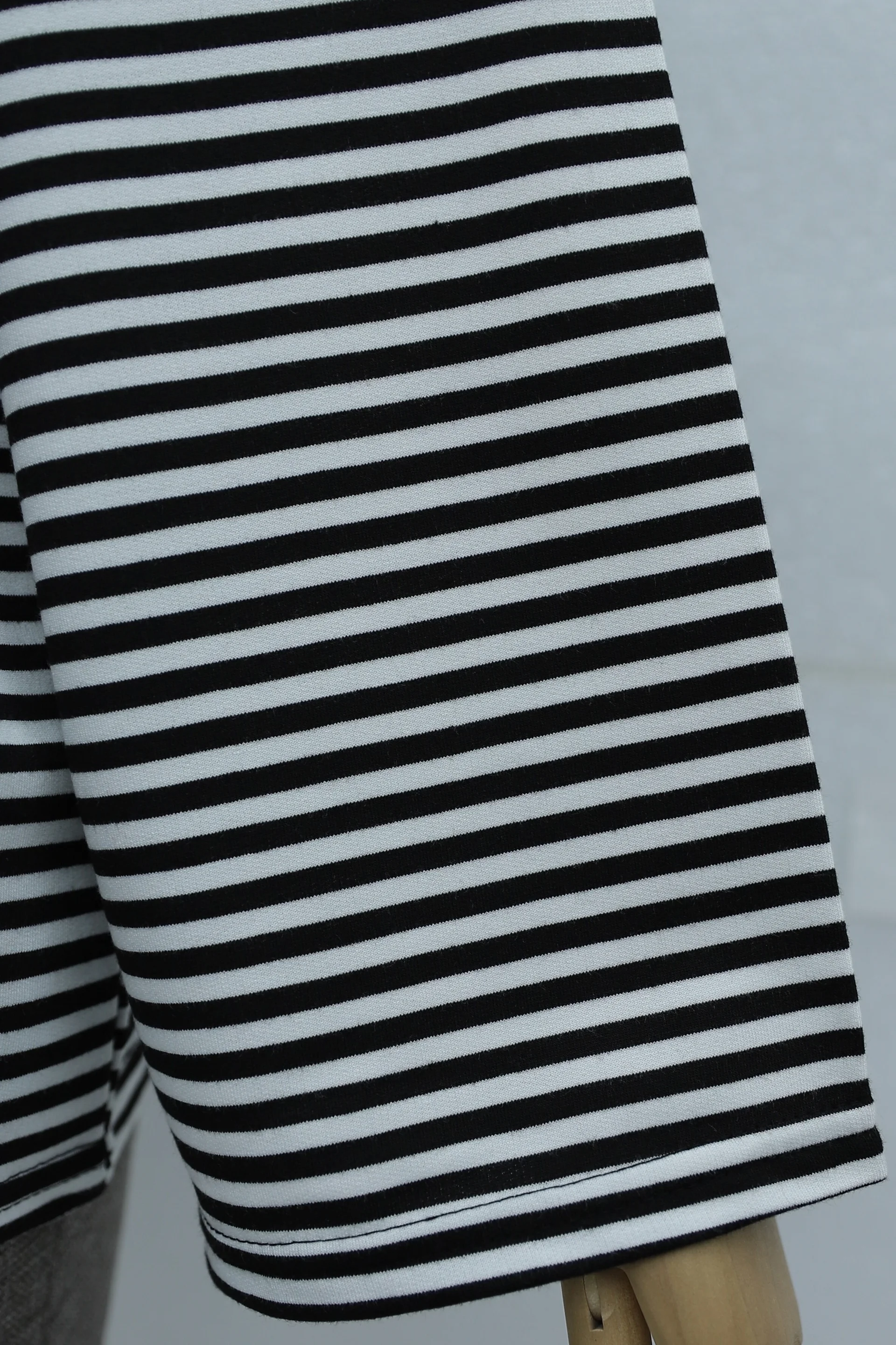 Women's Black and White Striped Wide-Sleeve Bicycle Neck Sweatshirt with Scarf Detail - Podyumplus - by Peralane - photo 8