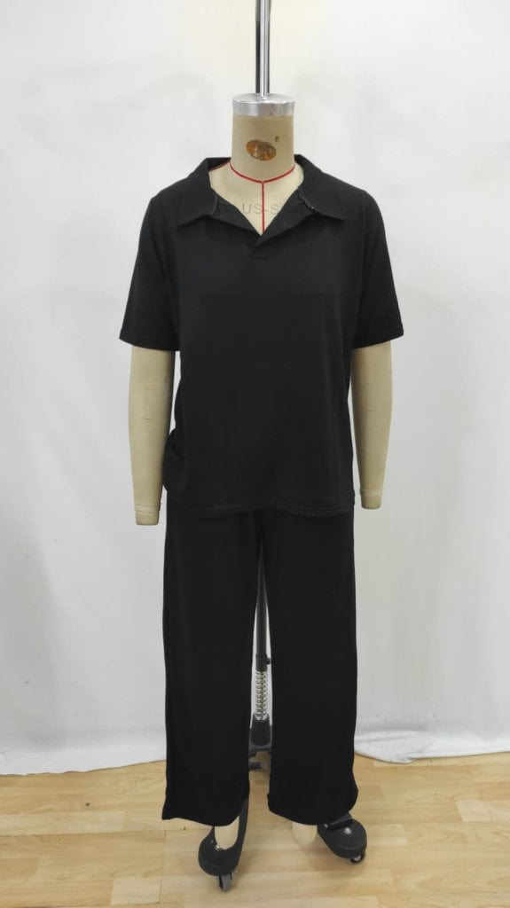 Women's Black V-Neck Short-Sleeve Blouse and Wide-Leg Trousers Two-Piece Set - Janes - by Peralane - photo 6
