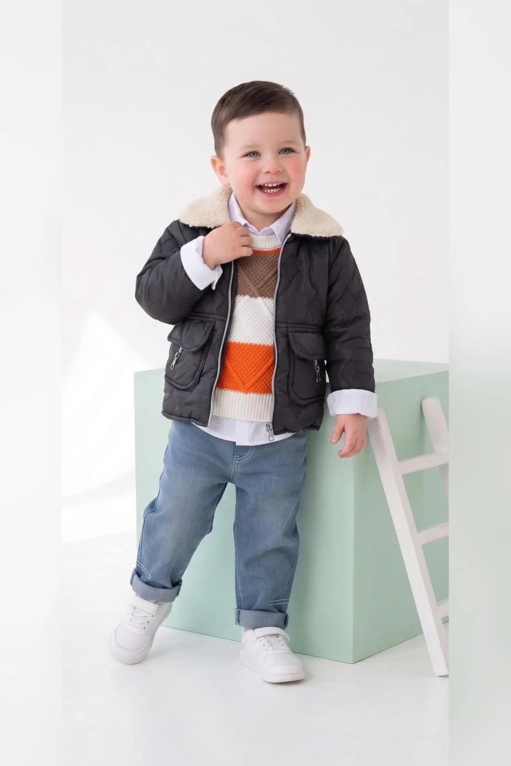 Boys' 3-Piece Quilted Jacket Set - Dark Grey - Has Bereket - by Peralane