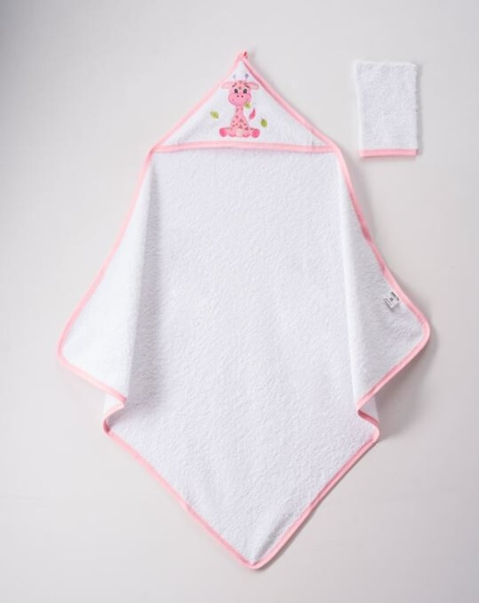Unisex 2-Piece Hooded Baby Bath Towel Set 80x80 cm Pink - Ramel Kids - by Peralane