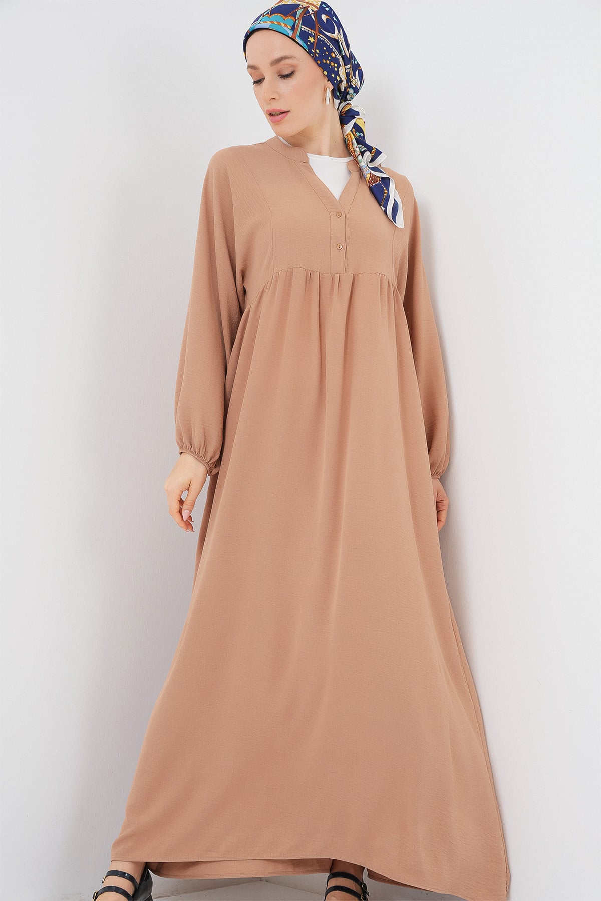 Women's Long Modest Dress 2525 - Biscuit - Bigdart - by Peralane