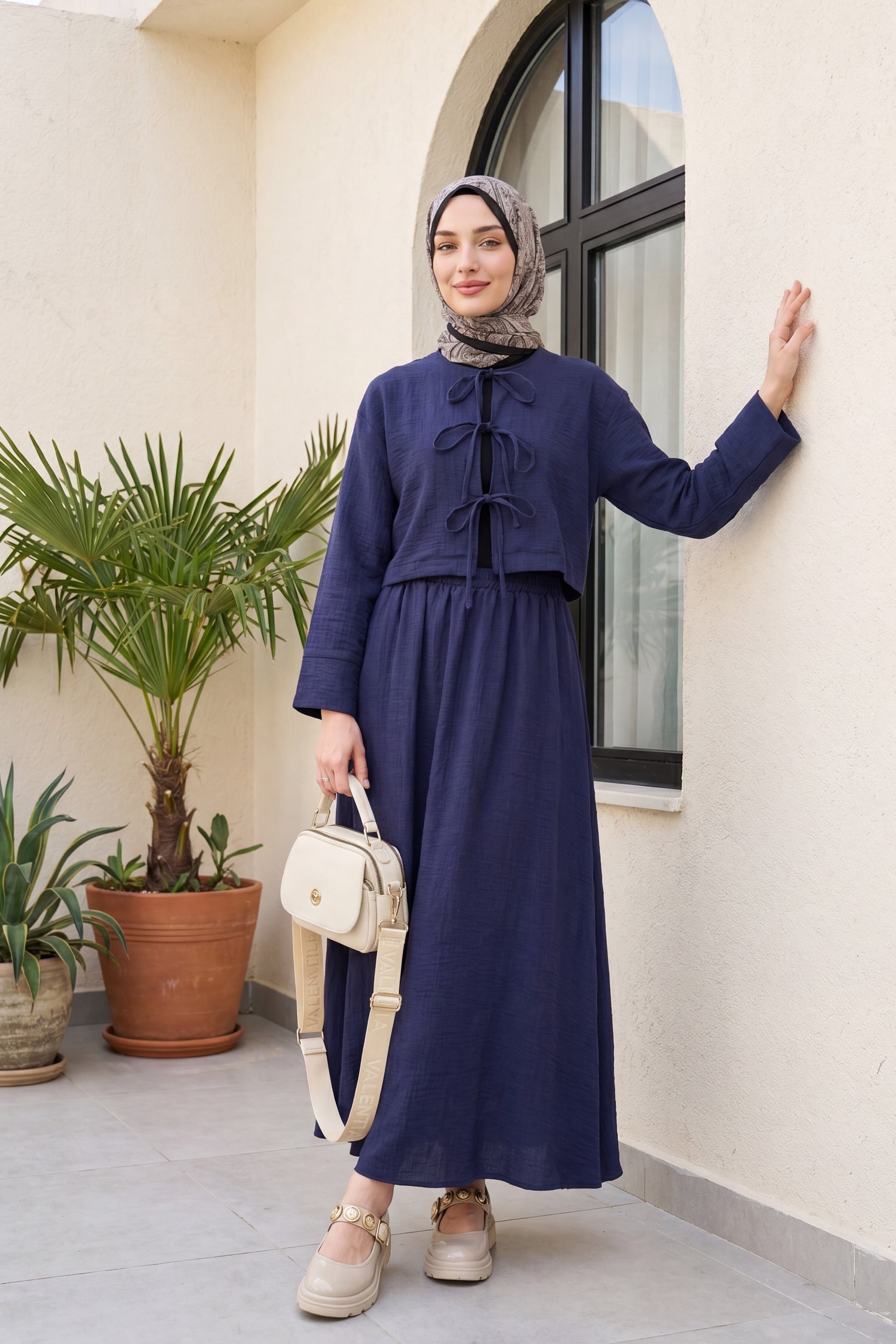 Lace-Front Elastic Waist Maxi Skirt Two-Piece Set - Navy - Podyumplus - by Peralane