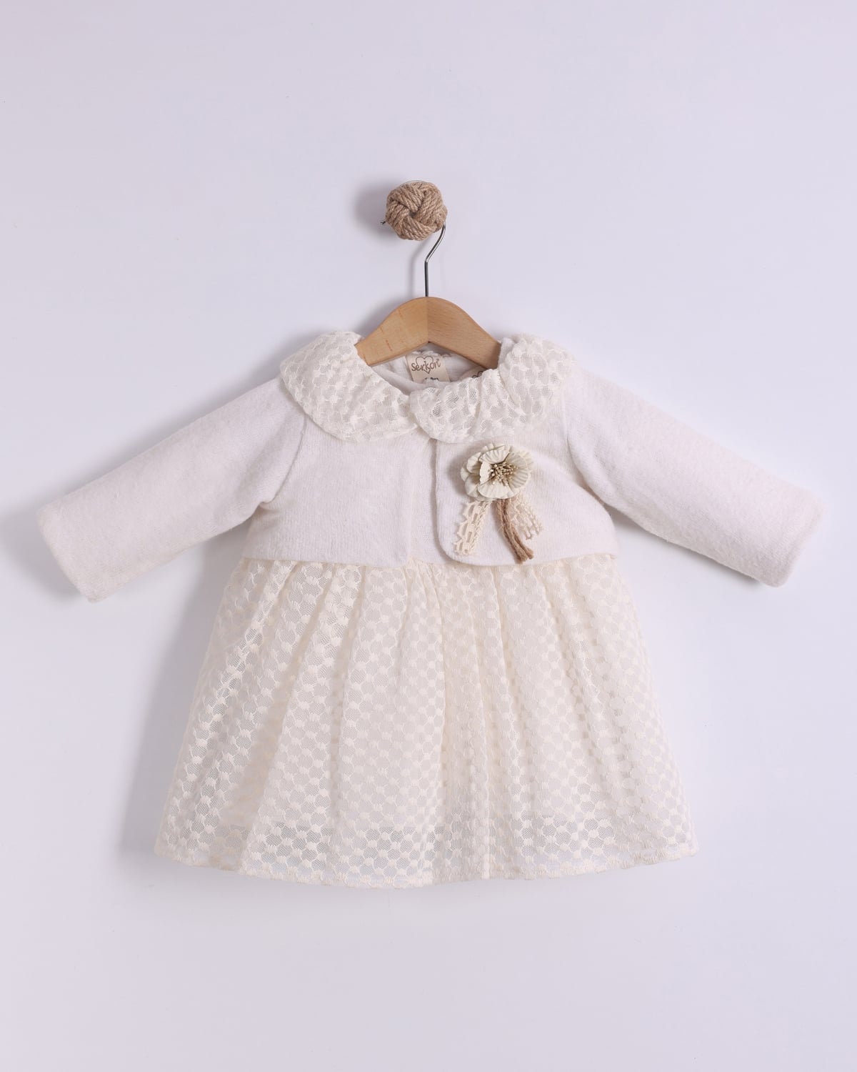 Girls' Lace Bolero and Dress Set - Ecru - Serkon Baby - by Peralane