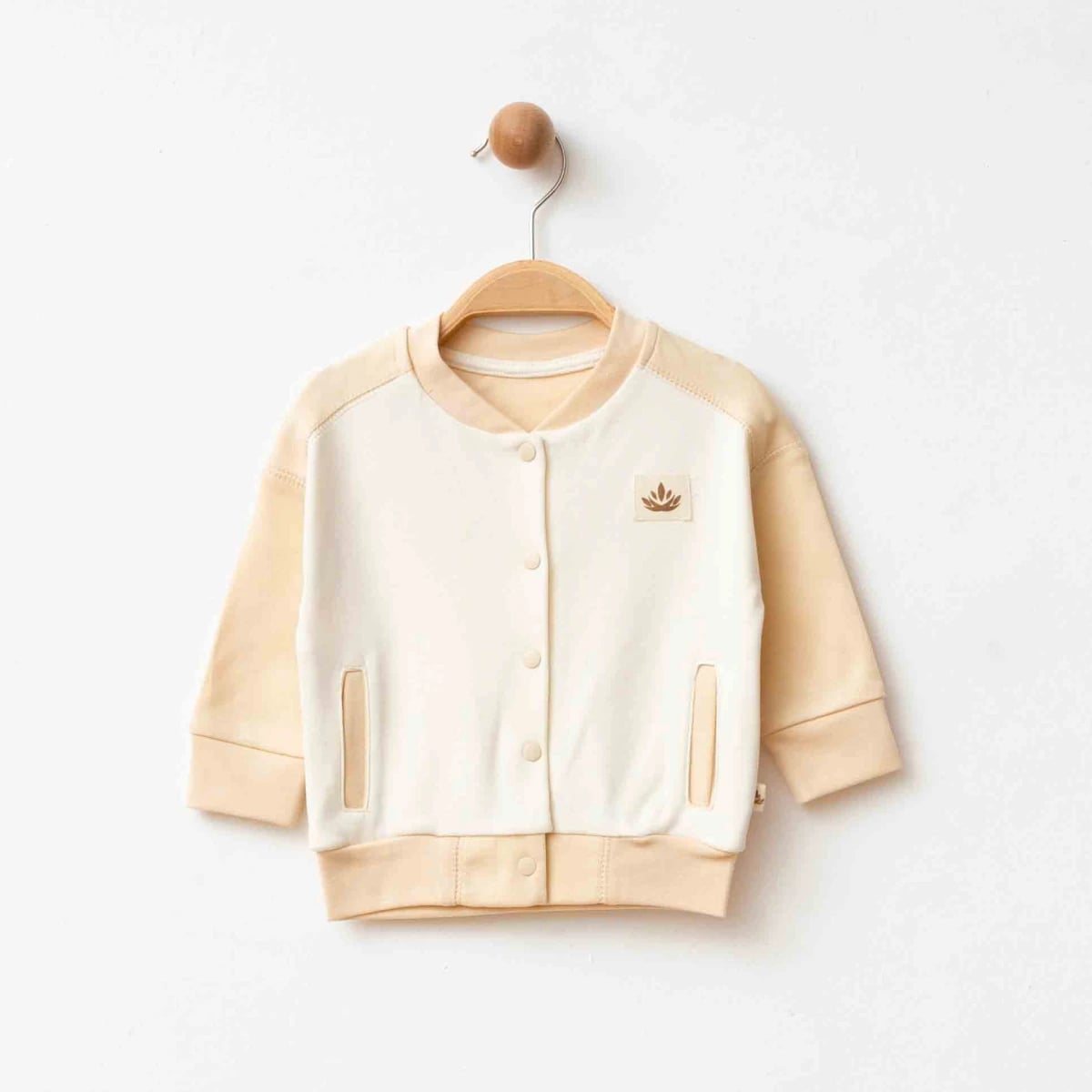 Baby Organic Bomber Sweatshirt – Beige - Eslenza - by Peralane